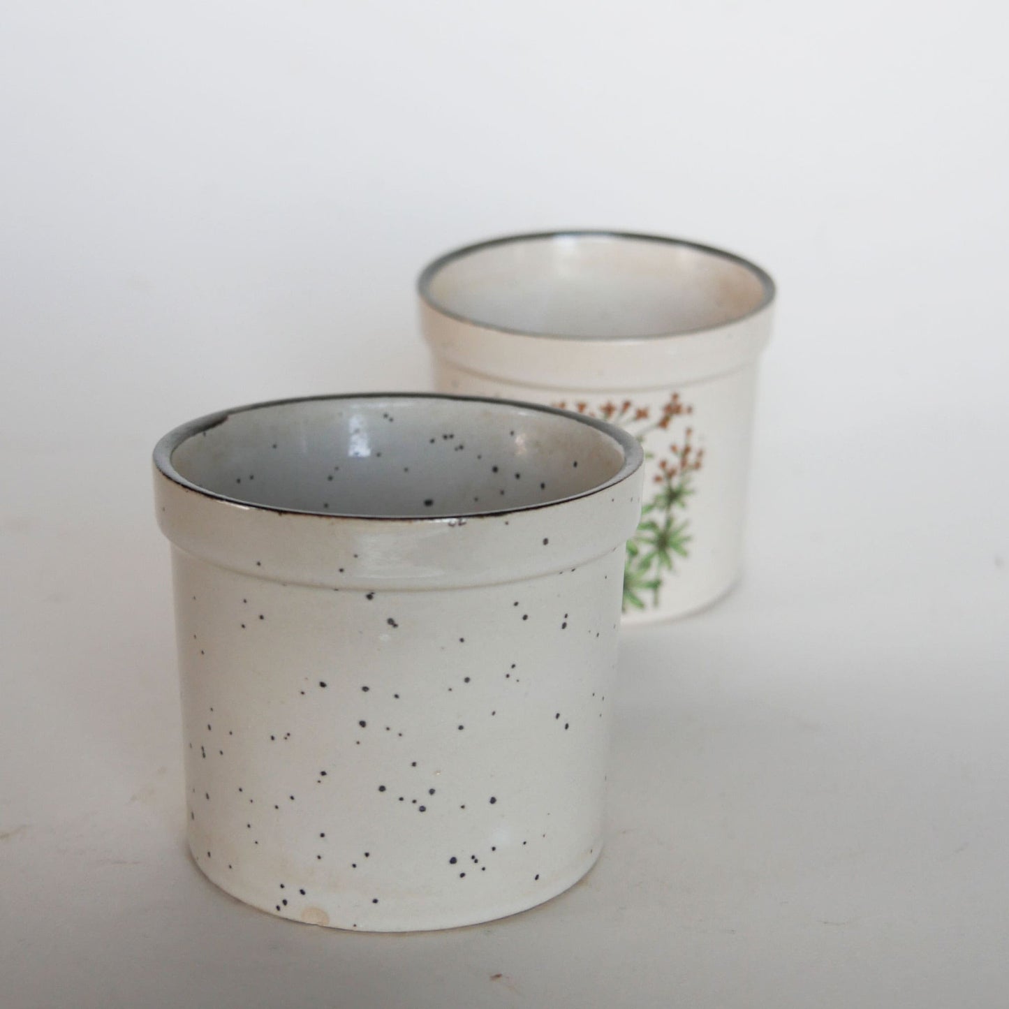 Vintage Takahashi Speckled Stoneware Mini Flower Pots