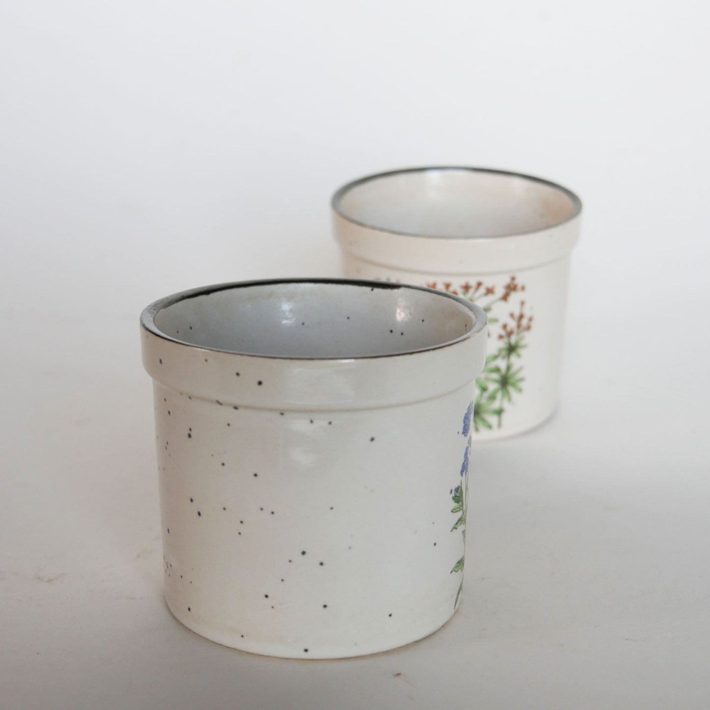 Vintage Takahashi Speckled Stoneware Mini Flower Pots