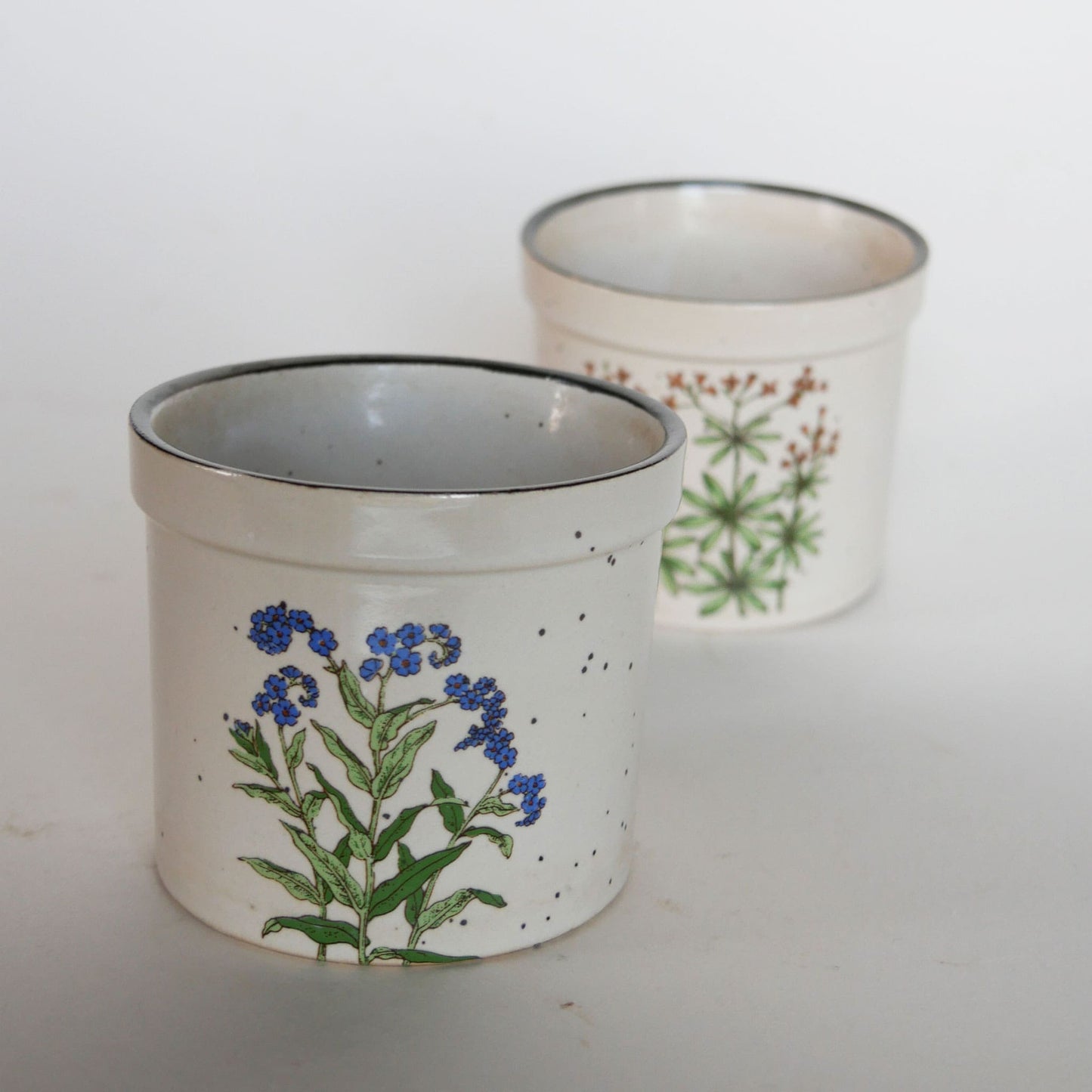 Vintage Takahashi Speckled Stoneware Mini Flower Pots