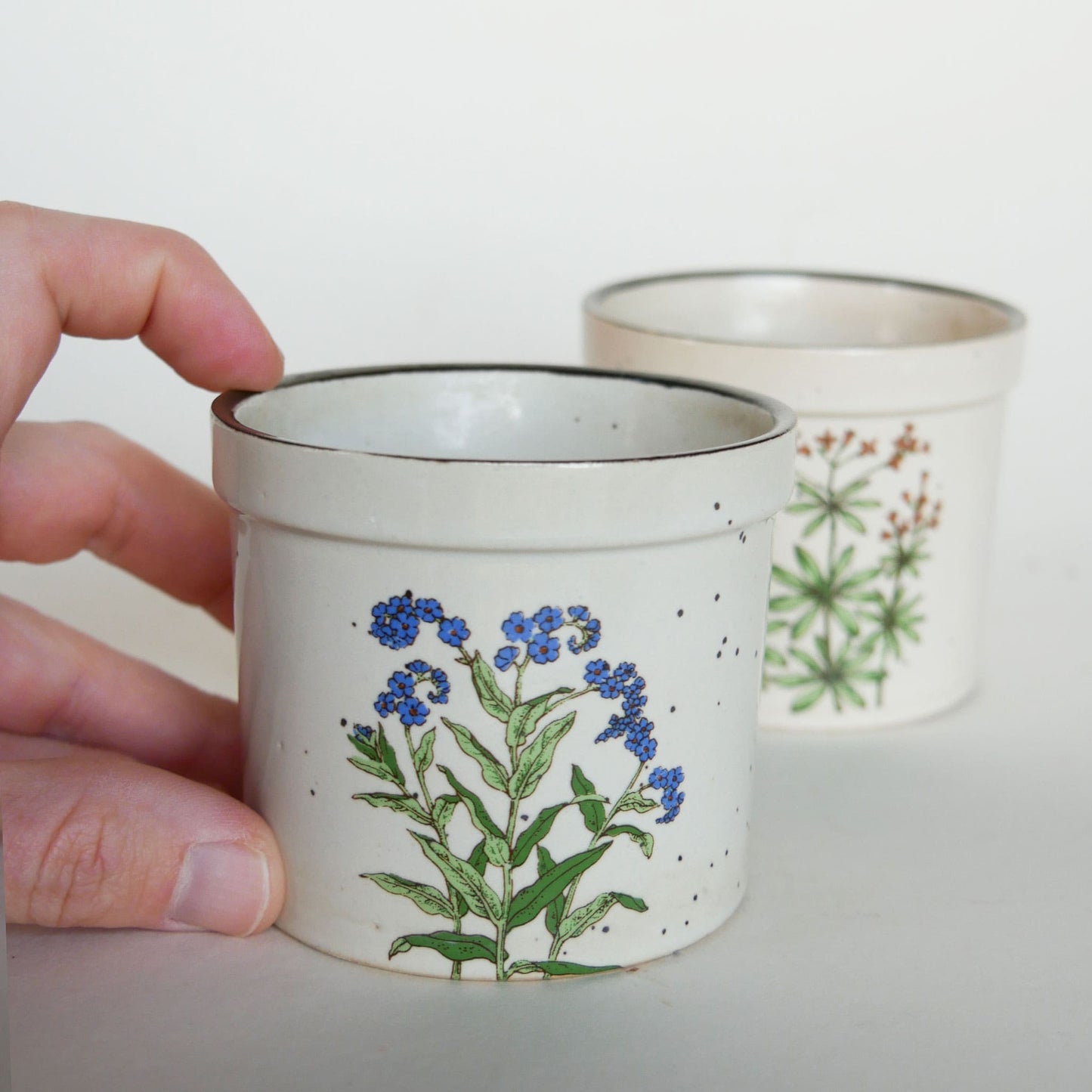 Vintage Takahashi Speckled Stoneware Mini Flower Pots