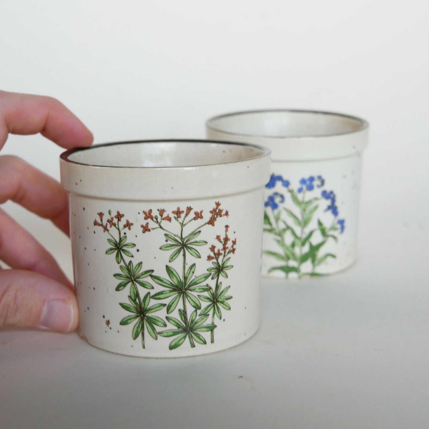 Vintage Takahashi Speckled Stoneware Mini Flower Pots