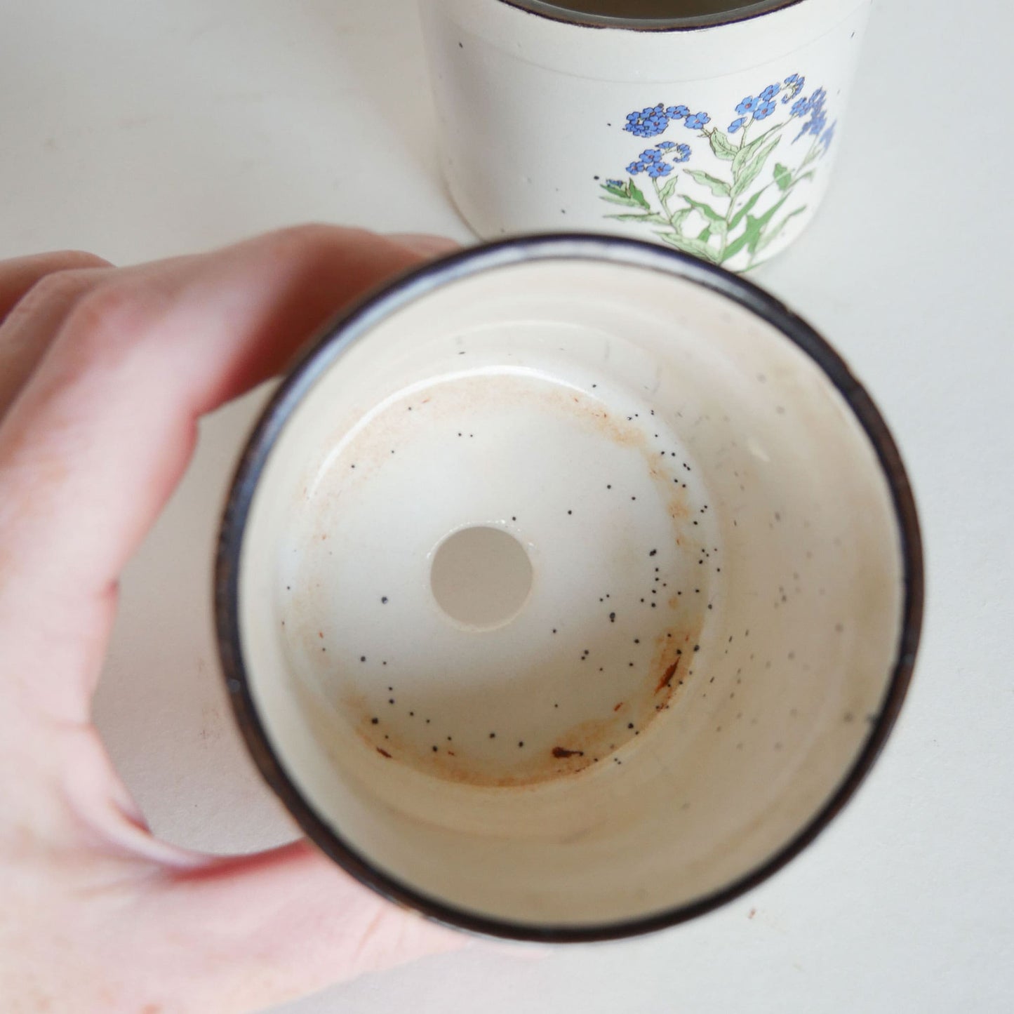 Vintage Takahashi Speckled Stoneware Mini Flower Pots