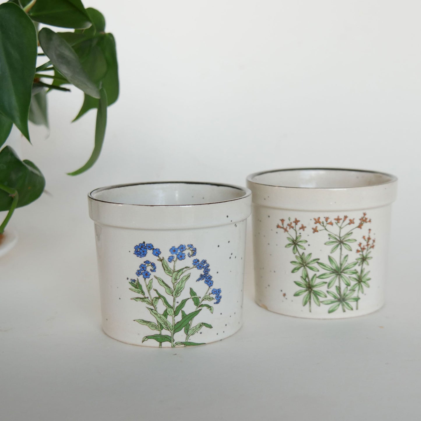 Vintage Takahashi Speckled Stoneware Mini Flower Pots