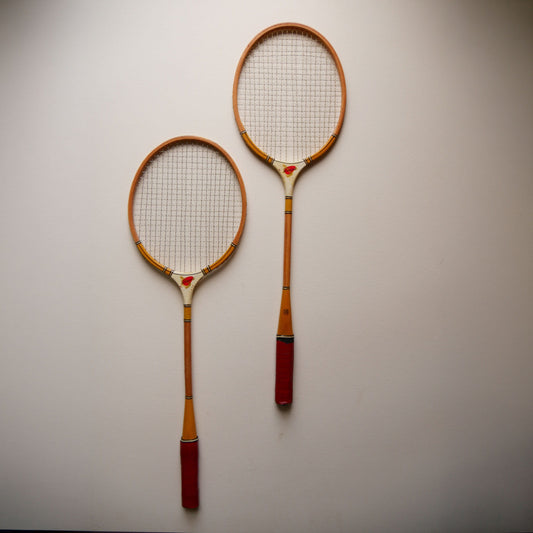 Pair of Vintage Wooden Badminton Rackets, Vintage Rackets, Vintage Wall Decor, Vintage Game Room Decor, Vintage Game Room Wall Decor, Vintage Tennis Rackets