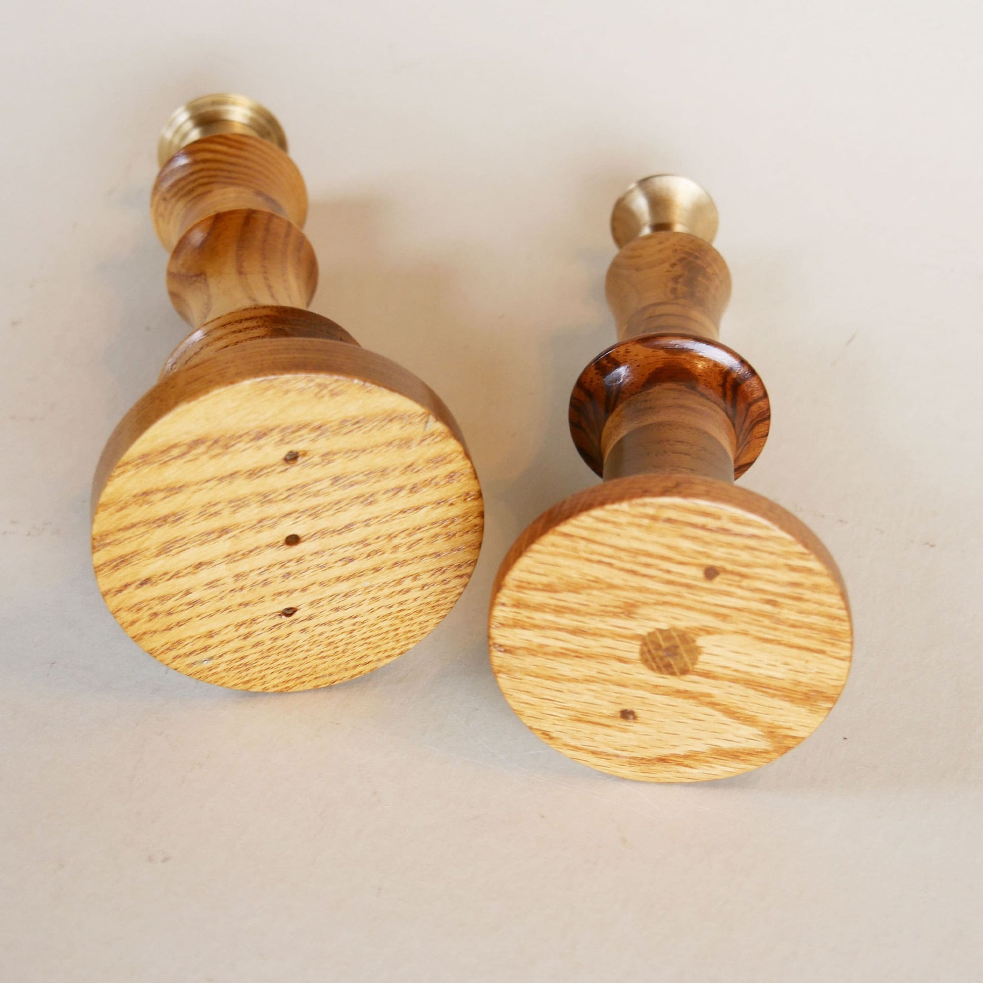 Pair of Two-Tone Wooden Tapered Candlestick Holders, MCM Wood Candle Holders, Vinitage Wood Tapered Candlestick Holders