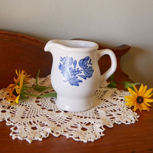 Pfaltzgraff Yorktown Creamer Pitcher, Vintage Farmhouse Stoneware with Cobalt Blue Design, Vintage Pfaltzgraff Yorktown Stoneware
