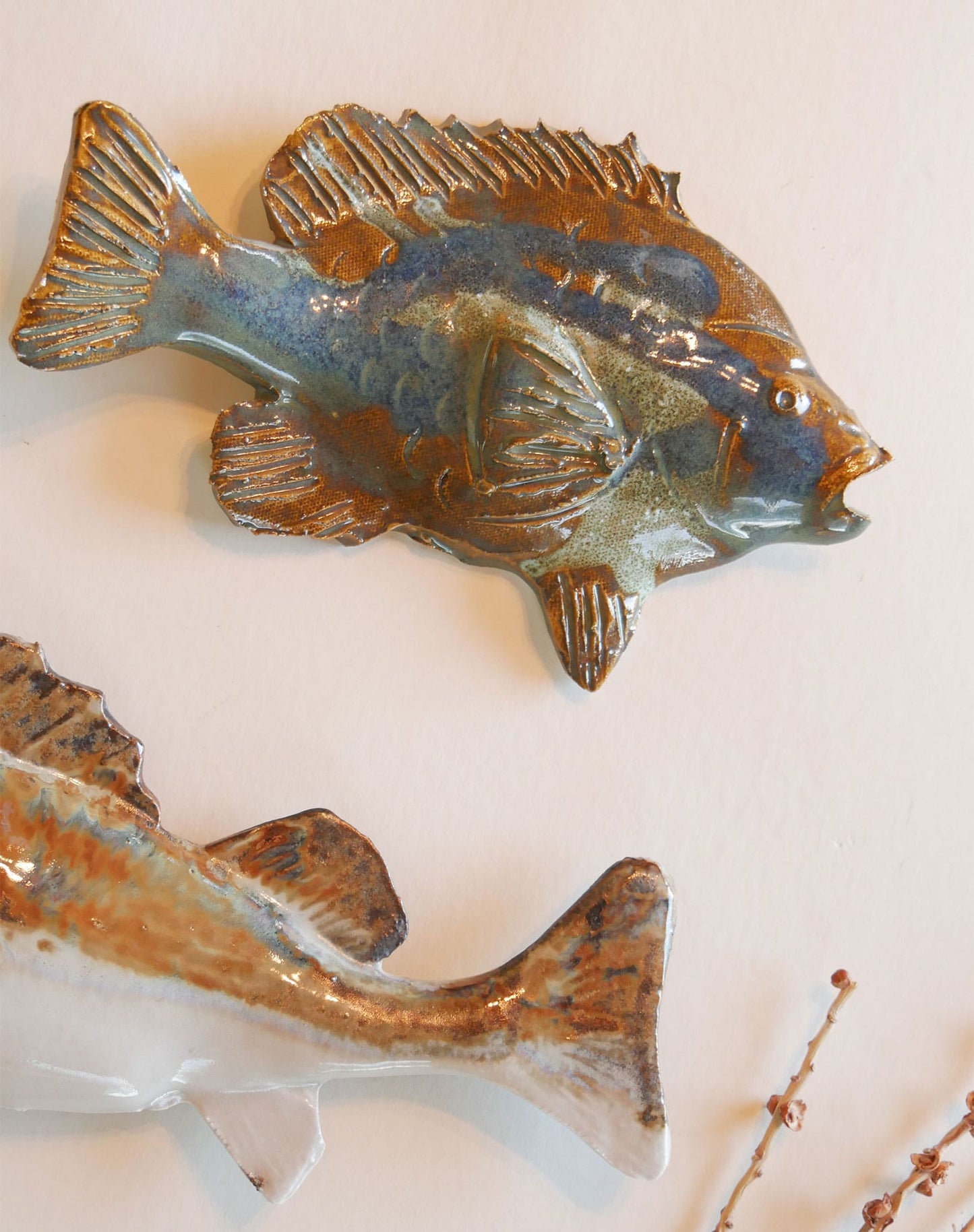 Bluegill Walleye Pottery Fish Wall Decor, 9in Pottery Walleye Fish Nautical Decor Nautical Pottery Coastal Pottery Nautical Fish Decor Ceramic Fish Decor