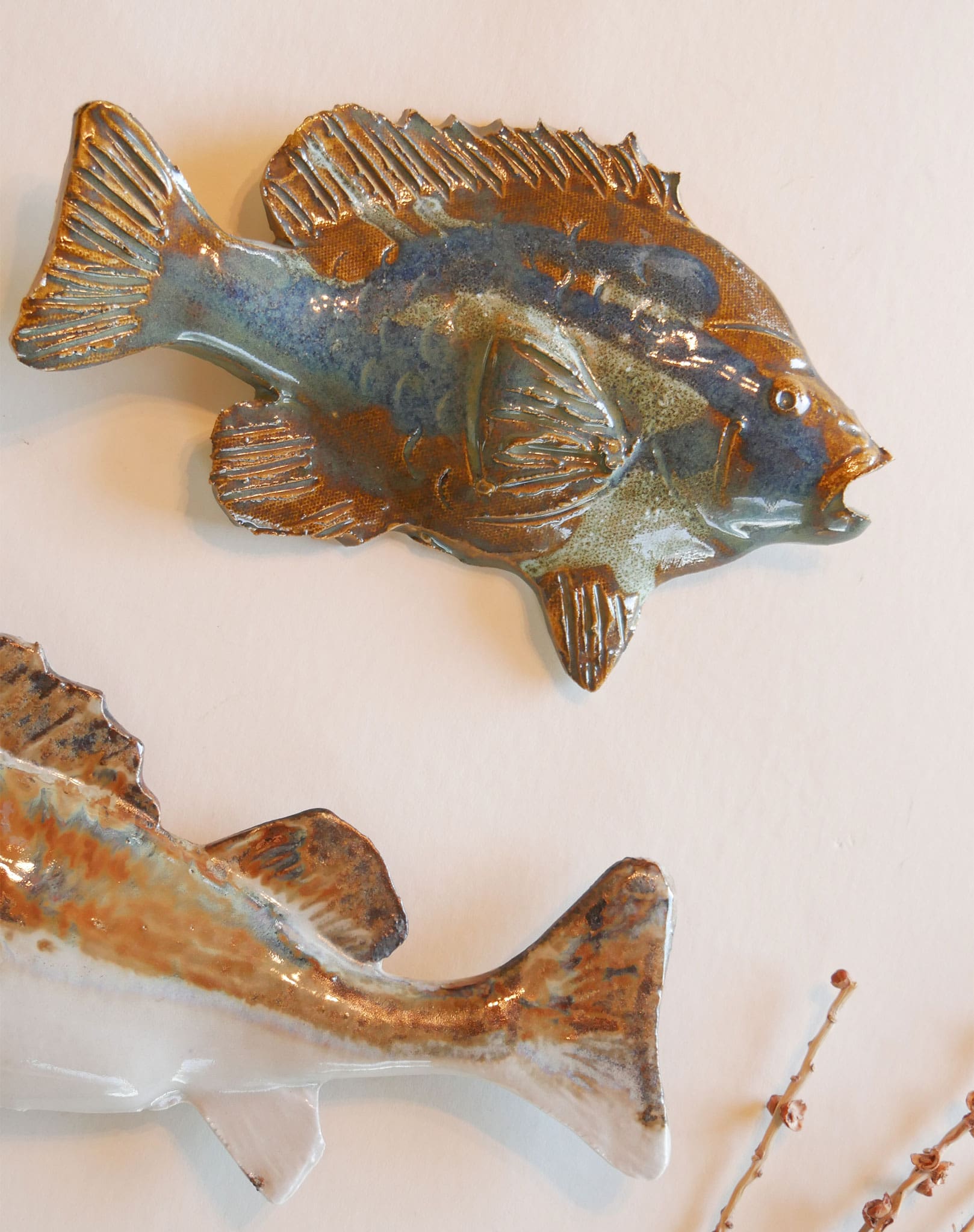 Bluegill Walleye Pottery Fish Wall Decor, 9in Pottery Walleye Fish Nautical Decor Nautical Pottery Coastal Pottery Nautical Fish Decor Ceramic Fish Decor