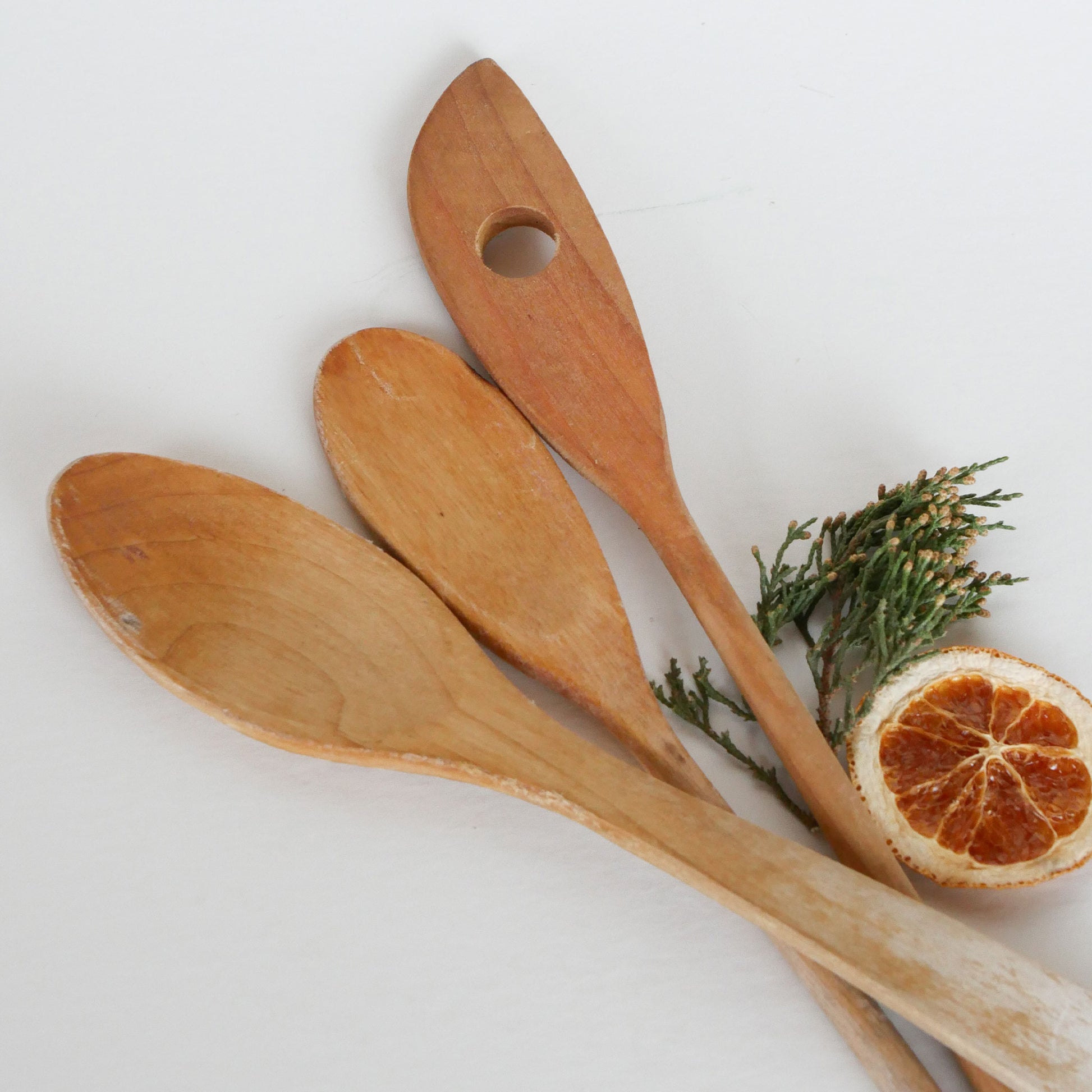 Primitive Wood Spoon Set, Vintage Farmhouse Spoons, Primitive Spoons, Vintage Farmhouse Kitchen Decor