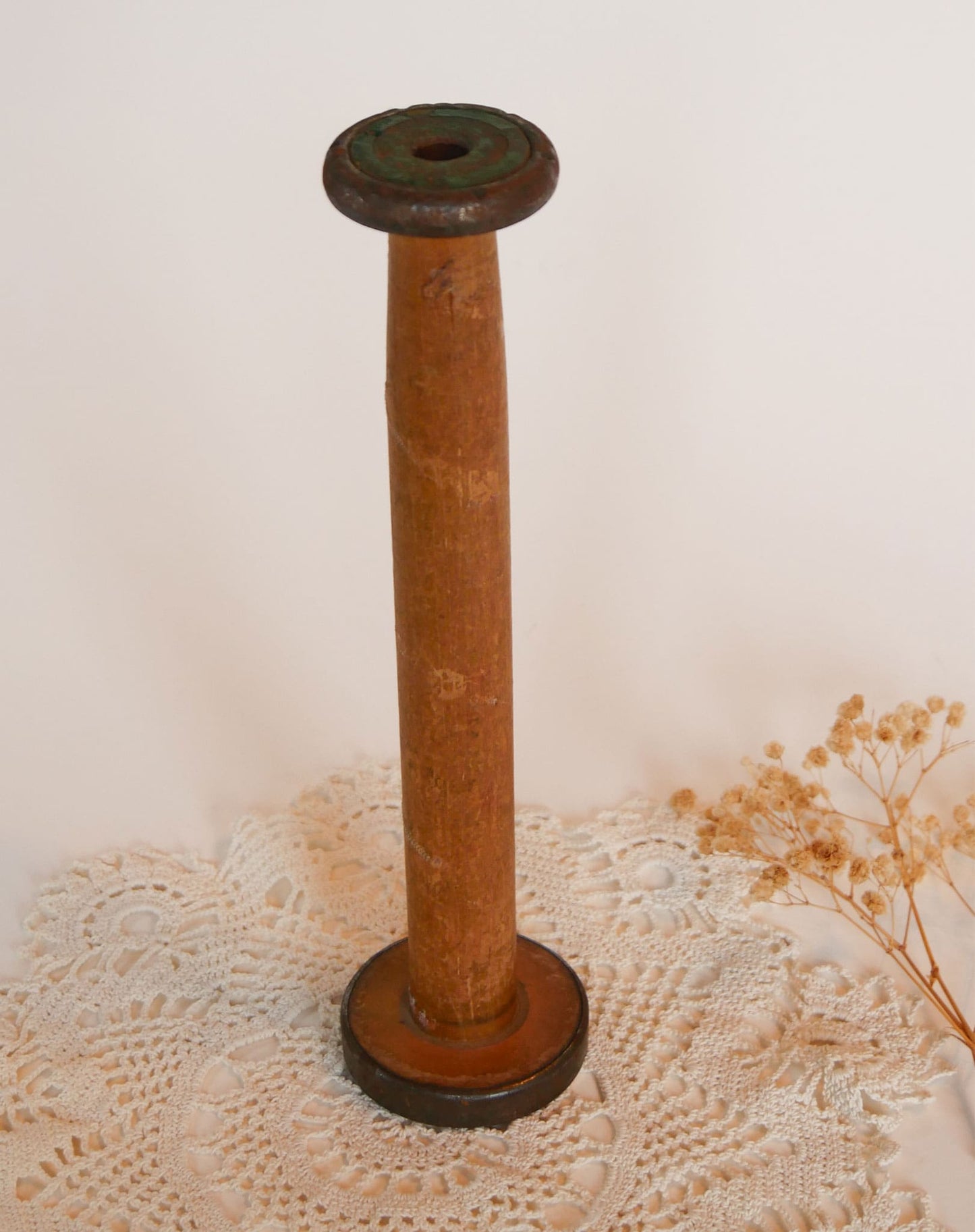 Primitive 10in Wooden Thread Bobbin, Primitive Home Decor, Vintage Farmhouse Decor, Vintage Thread Bobbin Spools, Primitive Thread Spools