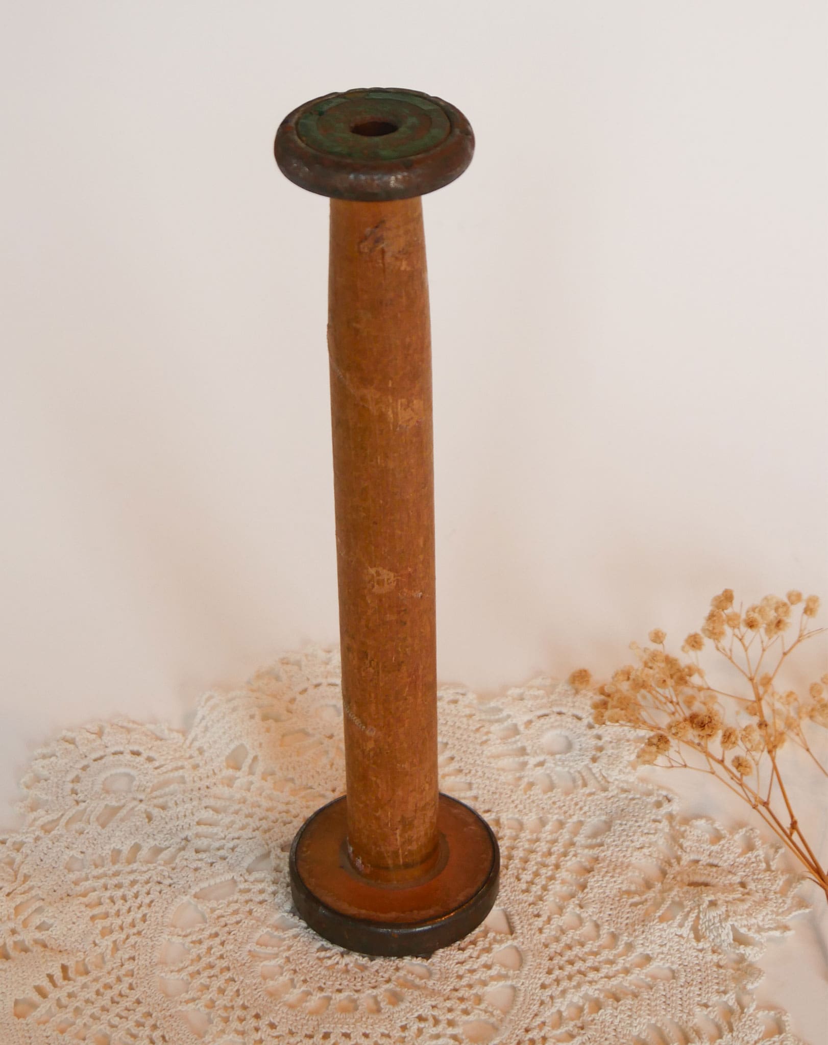 Primitive 10in Wooden Thread Bobbin, Primitive Home Decor, Vintage Farmhouse Decor, Vintage Thread Bobbin Spools, Primitive Thread Spools
