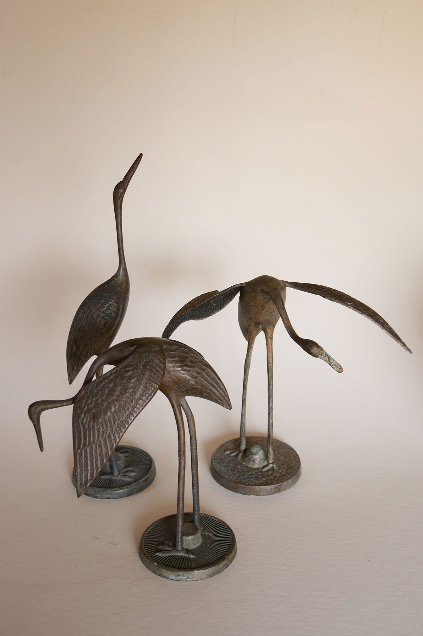 Set of Metal Cranes, Vintage Metal Herons, Vintage Metal Cranes, Vintage Metal Storks, Vintage Metal Bird Collection, Vintage Birds