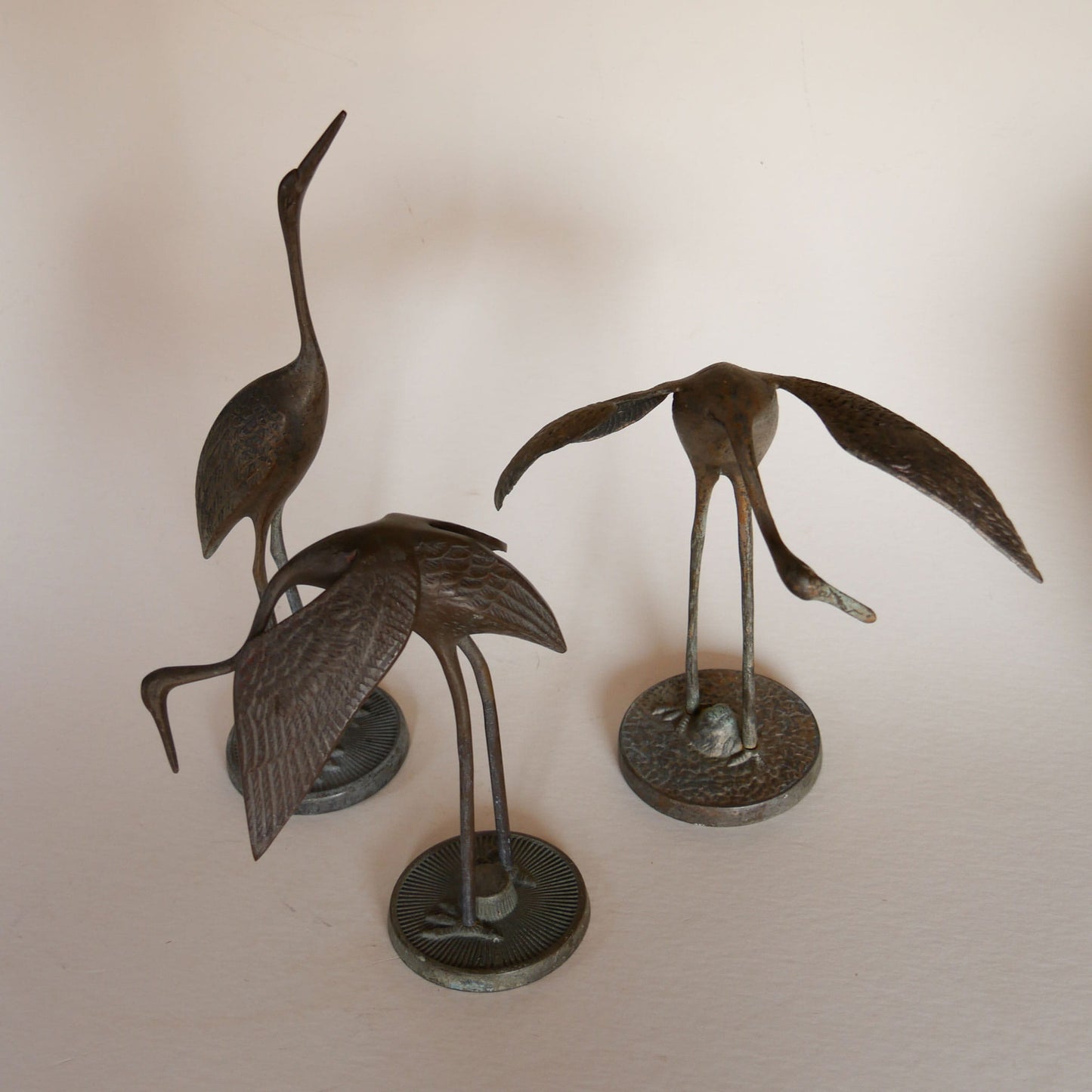 Set of Metal Cranes, Vintage Metal Cranes, Vintage Metal Storks, Vintage Metal Bird Collection, Vintage Birds