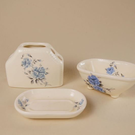 Blue Rose Flower Bathroom Vanity Set from VB Athena California (3ct.)