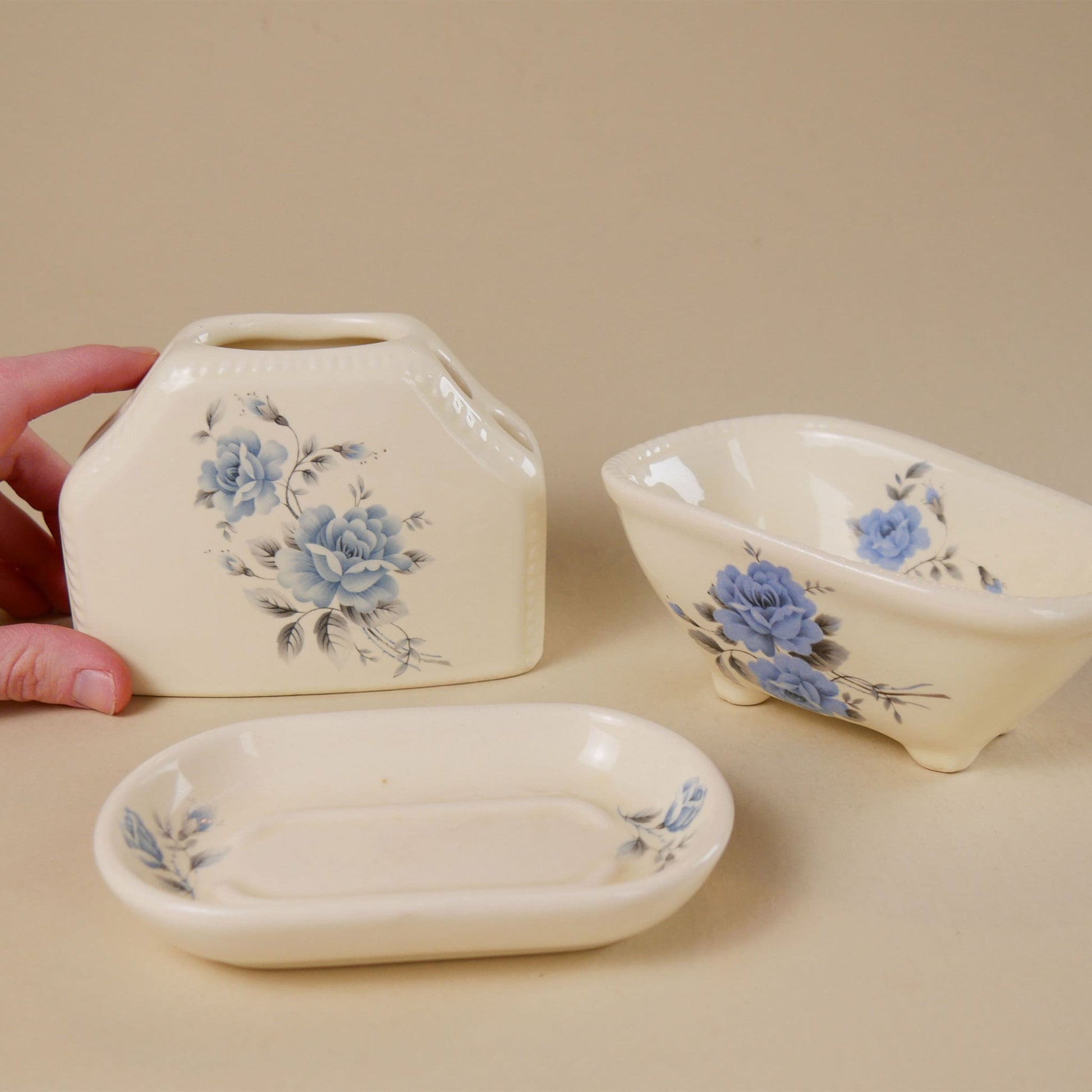 Blue Rose Flower Bathroom Vanity Set from VB Athena California (3ct.)