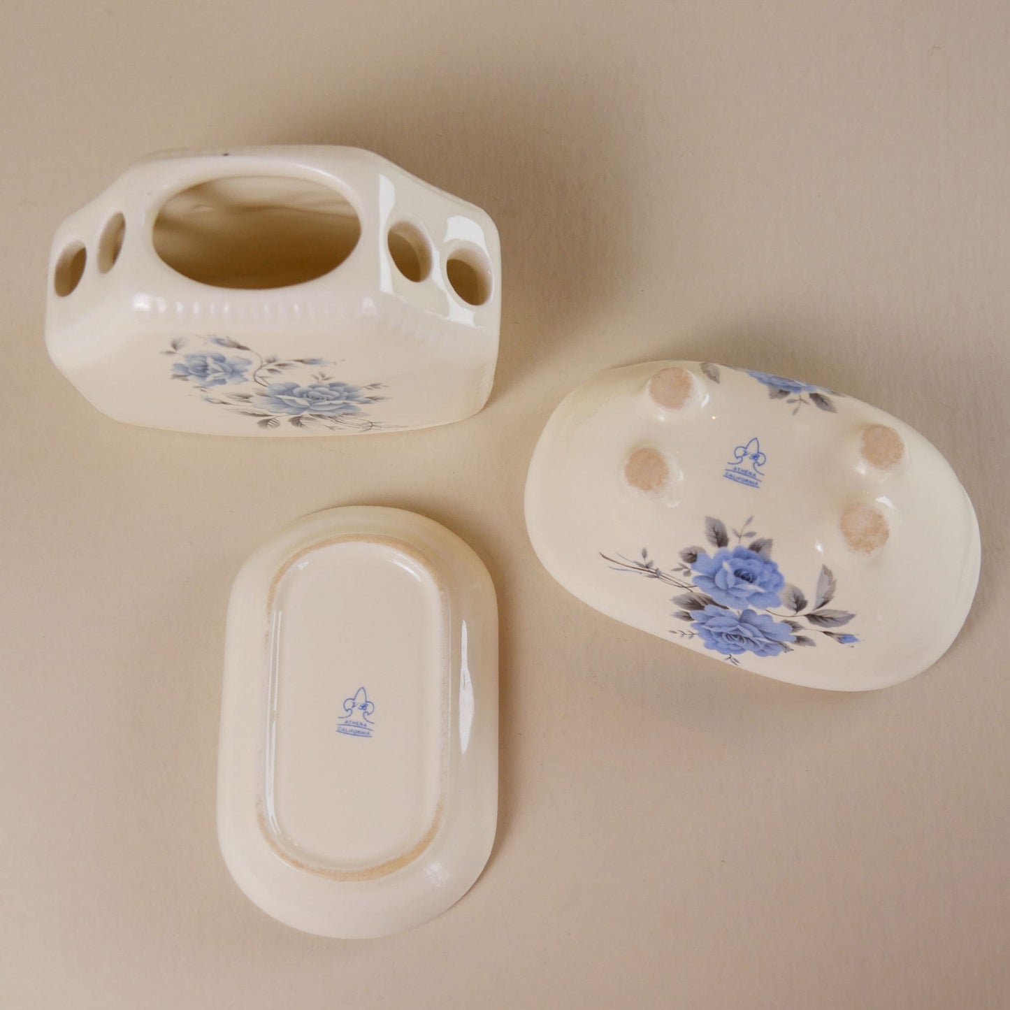Blue Rose Flower Bathroom Vanity Set from VB Athena California (3ct.)