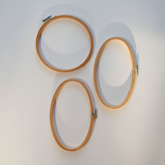 Set of 3 Vintage Oval and Round Wood Embroidery Hoops, Vintage Farmhouse Decor, intage Embroidery Hoops