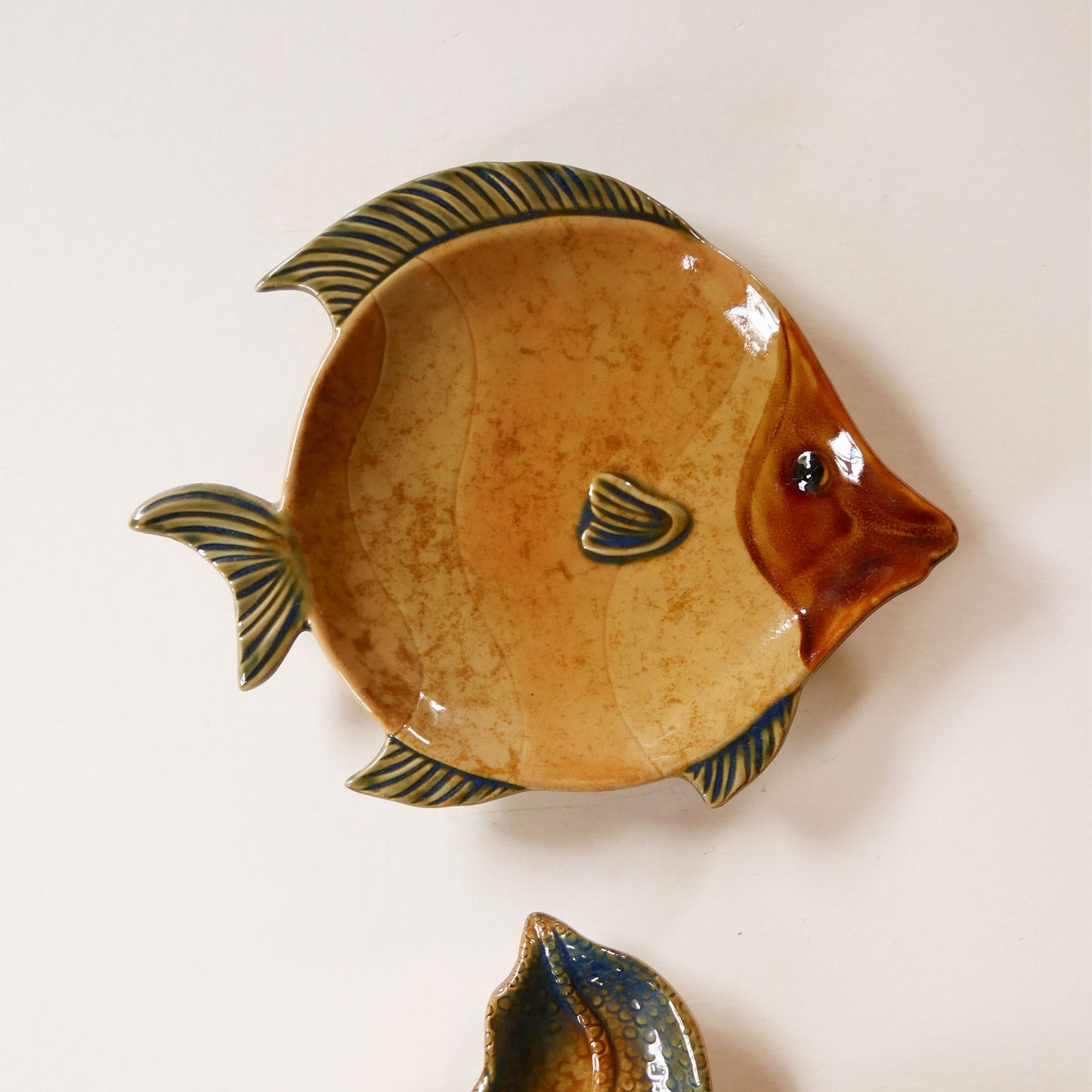 Set of 3 Vintage Coastal Ceramic Wall Plaques – Fish, Starfish & Seashell, Earthy Nautical Decor, Earthy Coastal Decor, Vintage Ceramic Fish Decor, Vintage Fish Plate, Vintage Fish and Shell Plates, Vintage Coastal Plate Wall, Vintage Nautical Plate Wall
