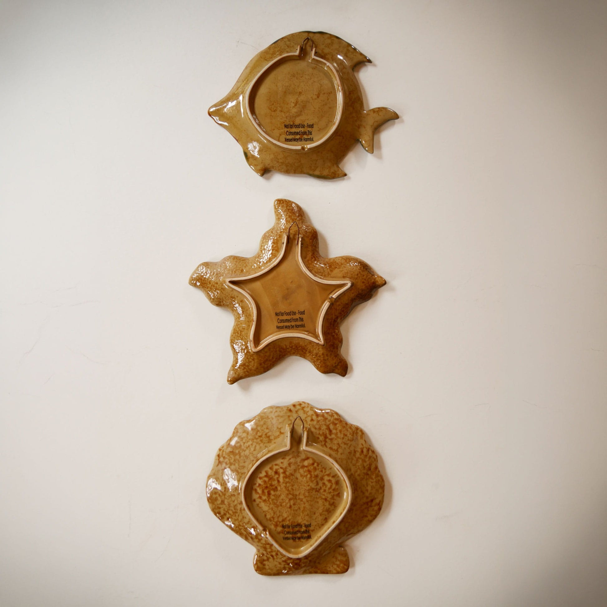 Set of 3 Vintage Coastal Ceramic Wall Plaques – Fish, Starfish & Seashell, Earthy Nautical Decor, Earthy Coastal Decor, Vintage Ceramic Fish Decor, Vintage Fish Plate, Vintage Fish and Shell Plates, Vintage Coastal Plate Wall, Vintage Nautical Plate Wall