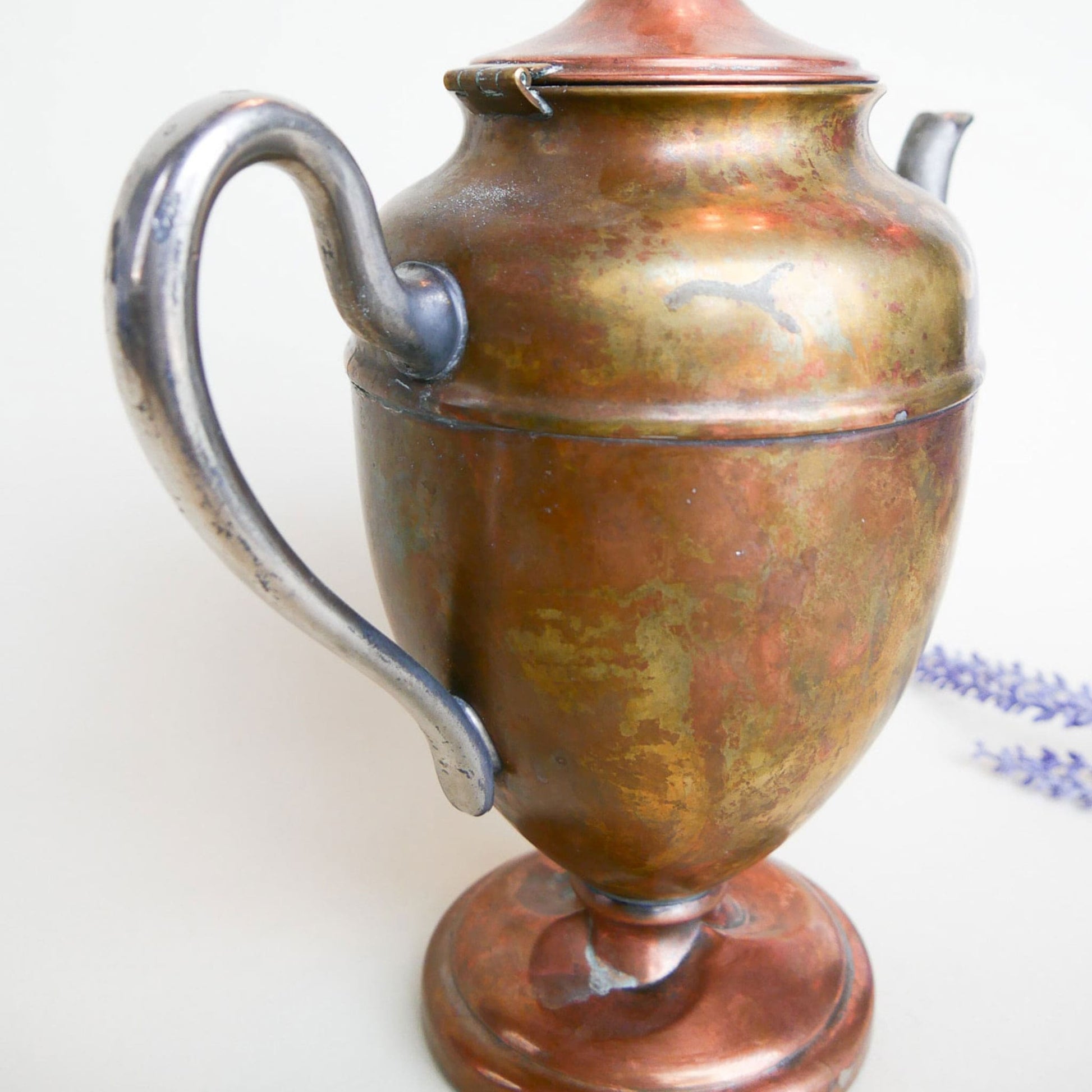 Vintage Silver Plated Copper Teapot 10in, English Vintage Teapot, Vintage Copper Teapot, Antique Copper Teapot Vintage Home Decor 4