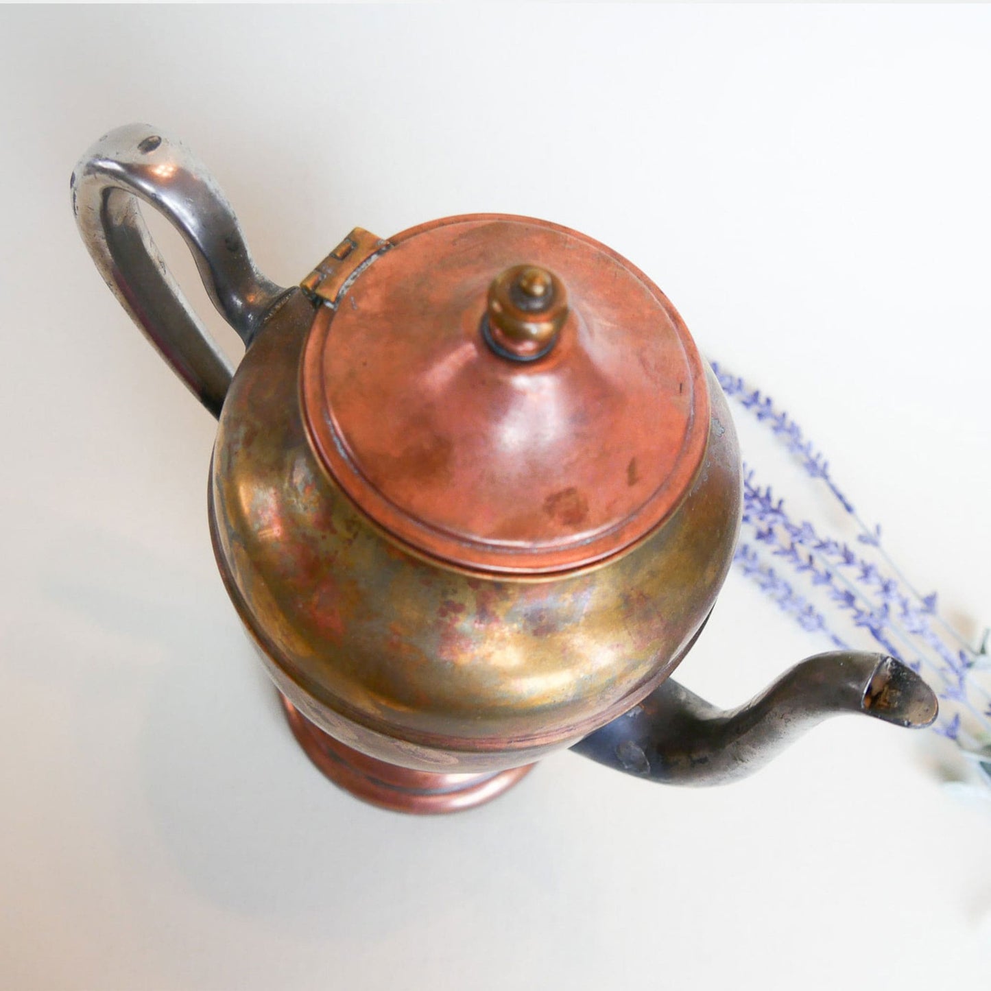 Vintage Silver Plated Copper Teapot 10in, English Vintage Teapot, Vintage Copper Teapot, Antique Copper Teapot Vintage Home Decor 5