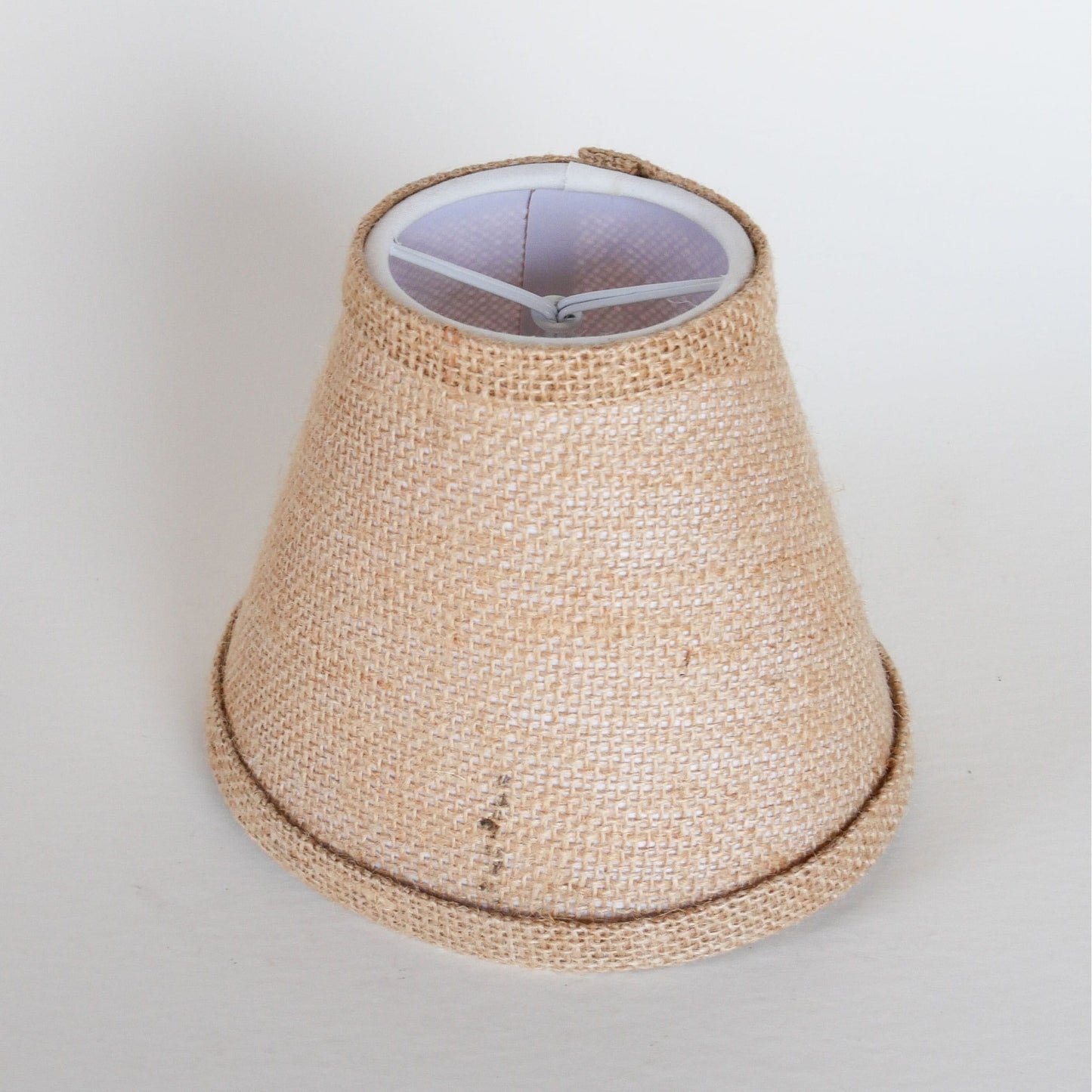 Mini Burlap Lamp Shade, Cottagecore Lighting, Cottage Lamp SHade, VIntage Cottagecore Lighting, Vintage Lighting, Vintage Burlap Lamp, Vintage Home Decor, Farmhouse Lighting