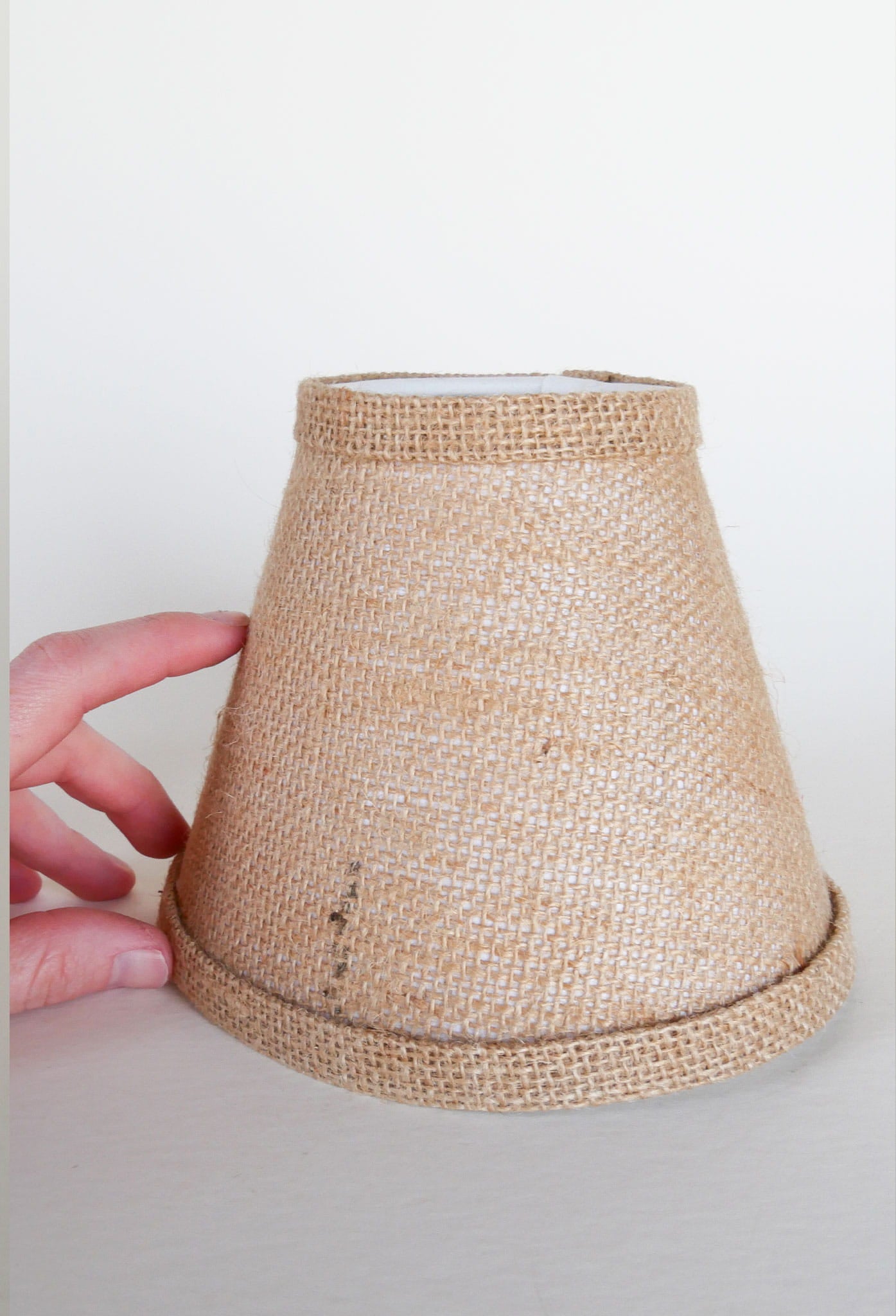 Mini Burlap Lamp Shade, Cottagecore Lighting, Cottage Lamp SHade, VIntage Cottagecore Lighting, Vintage Lighting, Vintage Burlap Lamp, Vintage Home Decor, Farmhouse Lighting
