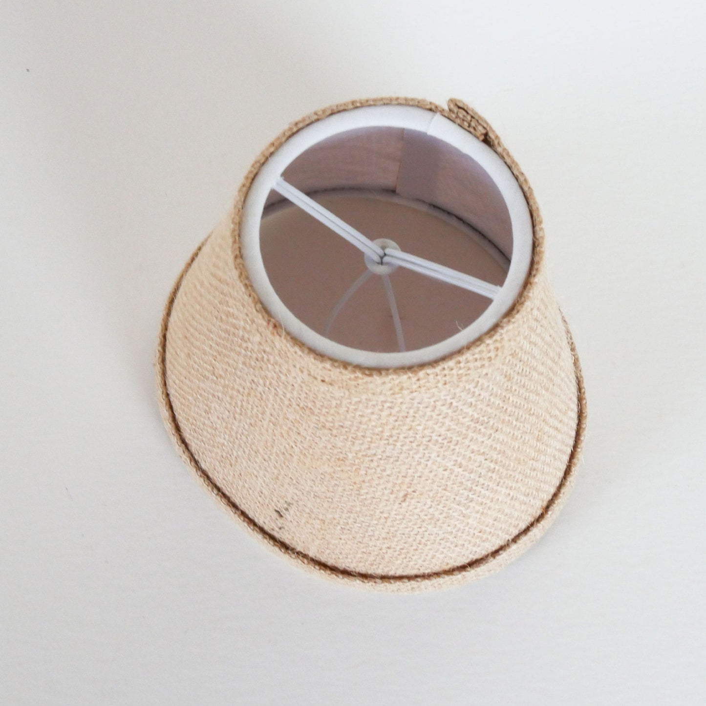Mini Burlap Lamp Shade, Cottagecore Lighting, Cottage Lamp SHade, VIntage Cottagecore Lighting, Vintage Lighting, Vintage Burlap Lamp, Vintage Home Decor, Farmhouse Lighting