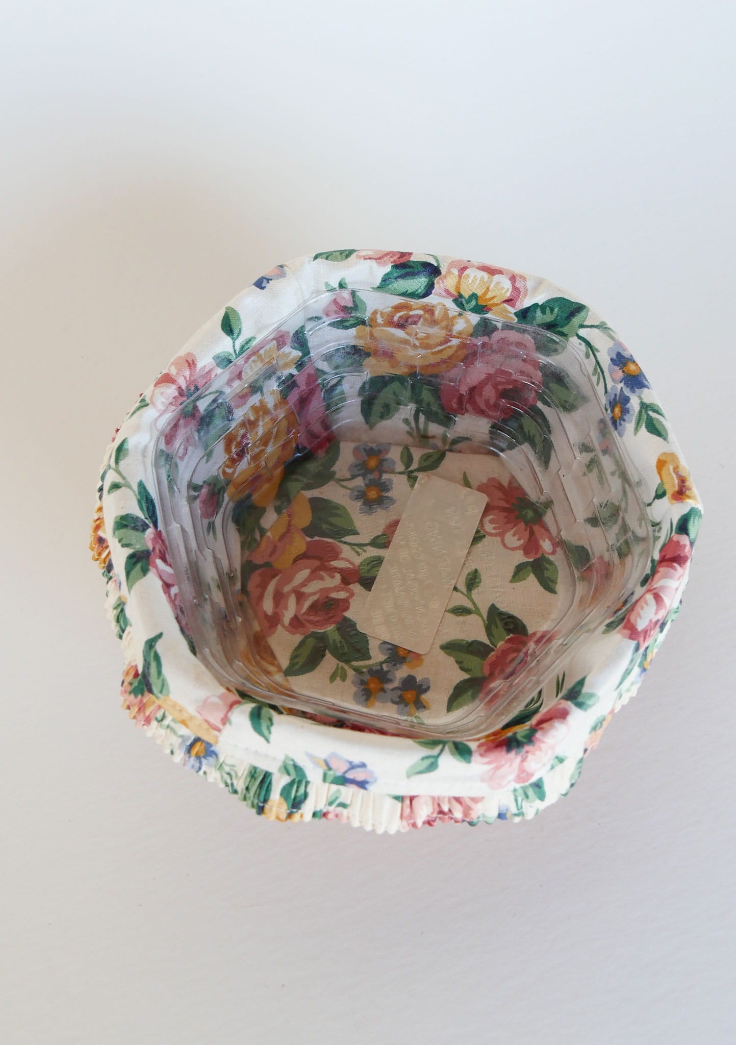 Longaberger Floral Lined Hexagon Basket, Vintage Longaberger Floral Lined Basket, Vintage Longaberger Hexagon Basket, Vintage Longaberger Fabric Lined Basket