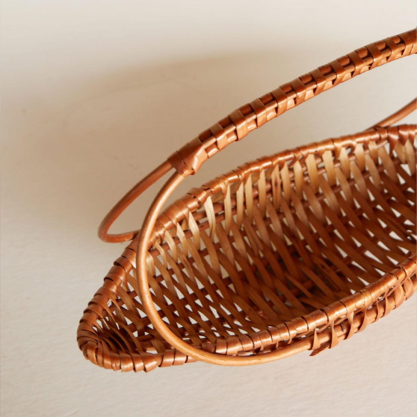 Small Oval Boat Shaped Basket, Vintage Chinese Basket, Vintage Farmhouse Basket, Vintage Cottage Basket, Vintage Cottagecore Basket, Vintage Baskets, Vintage Handle Baskets