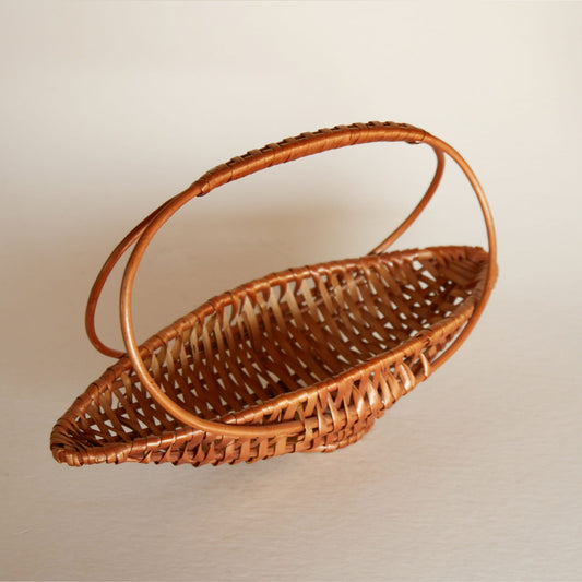 Small Oval Boat Shaped Basket, Vintage Chinese Basket, Vintage Farmhouse Basket, Vintage Cottage Basket, Vintage Cottagecore Basket, Vintage Baskets, Vintage Handle Baskets