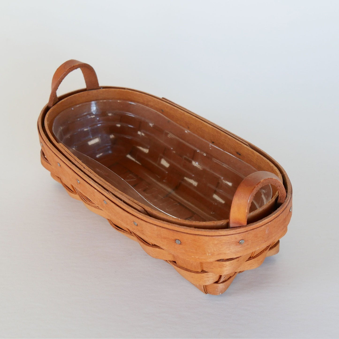 Longaberger Mini Oval Basket with Handles, Vintage Wicker Basket Tray, Vintage Wicker Longaberger, Vintage Longaberger Basket tray, Vintage Wicker, Vintage Home Decor