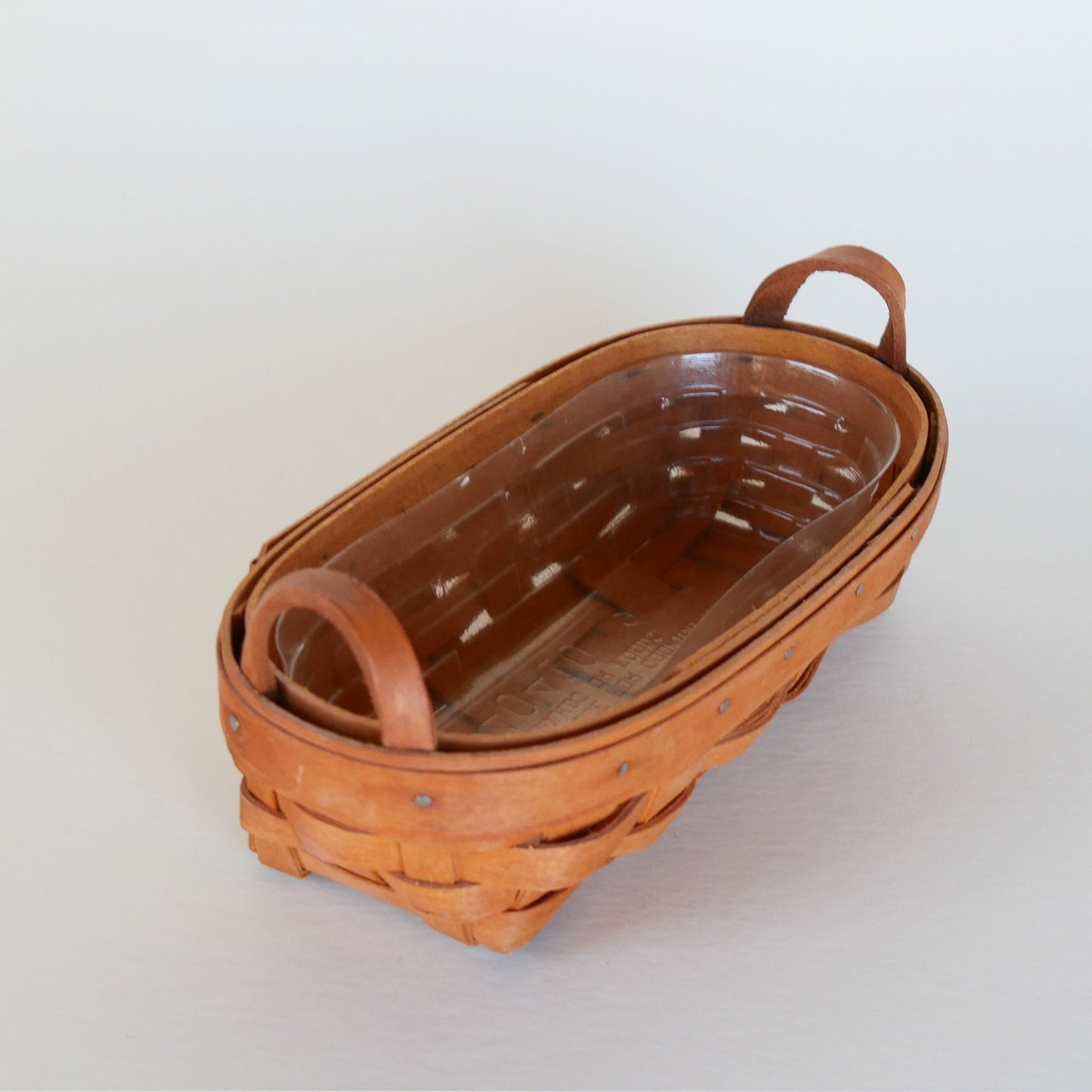 Longaberger Mini Oval Basket with Handles, Vintage Wicker Basket Tray, Vintage Wicker Longaberger, Vintage Longaberger Basket tray, Vintage Wicker, Vintage Home Decor