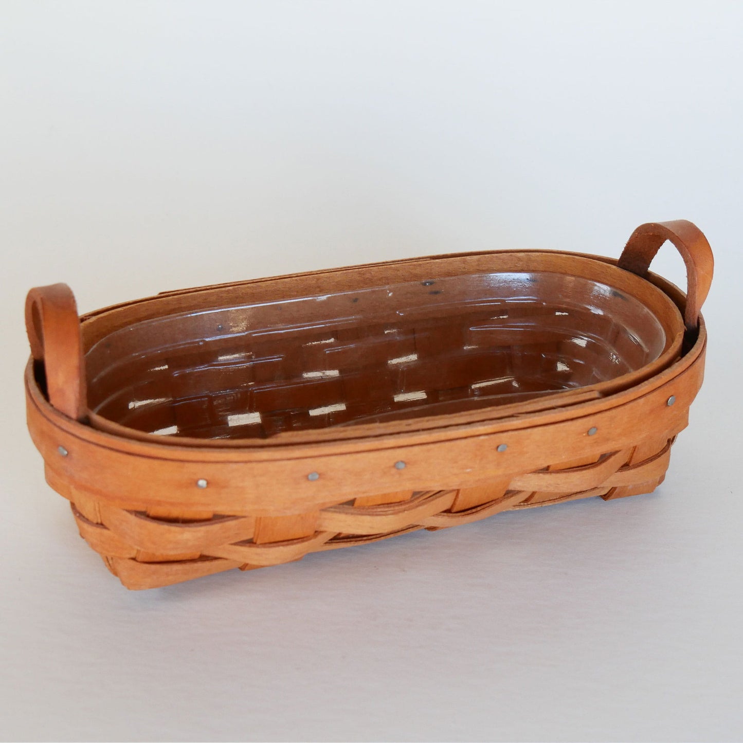 Longaberger Mini Oval Basket with Handles, Vintage Wicker Basket Tray, Vintage Wicker Longaberger, Vintage Longaberger Basket tray, Vintage Wicker, Vintage Home Decor
