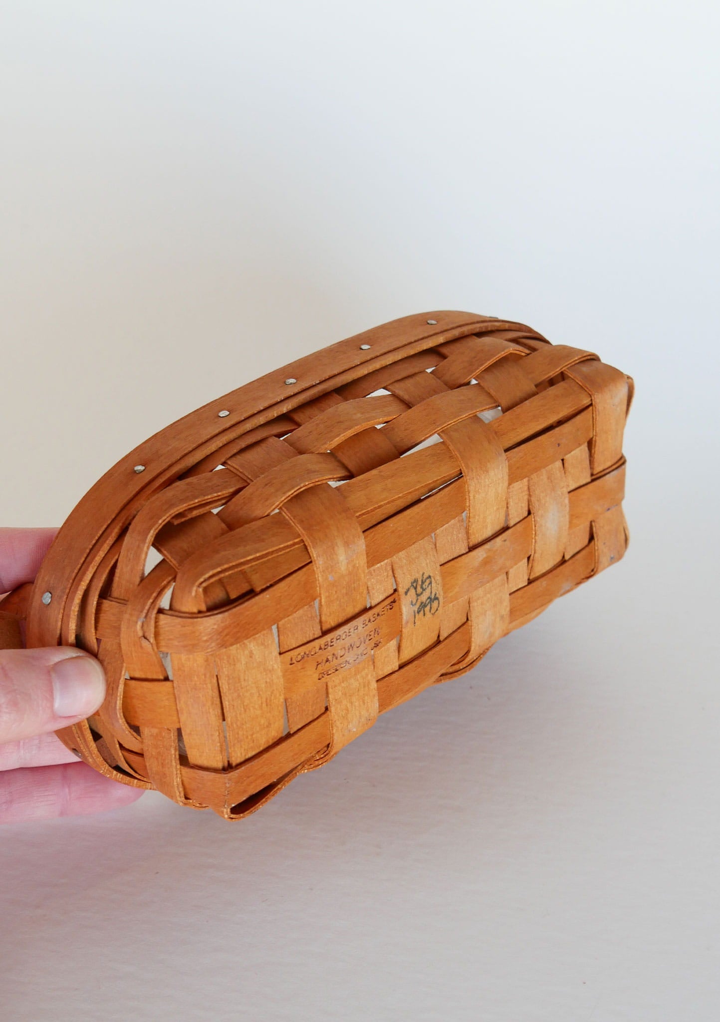 Longaberger Mini Oval Basket with Handles, Vintage Wicker Basket Tray, Vintage Wicker Longaberger, Vintage Longaberger Basket tray, Vintage Wicker, Vintage Home Decor