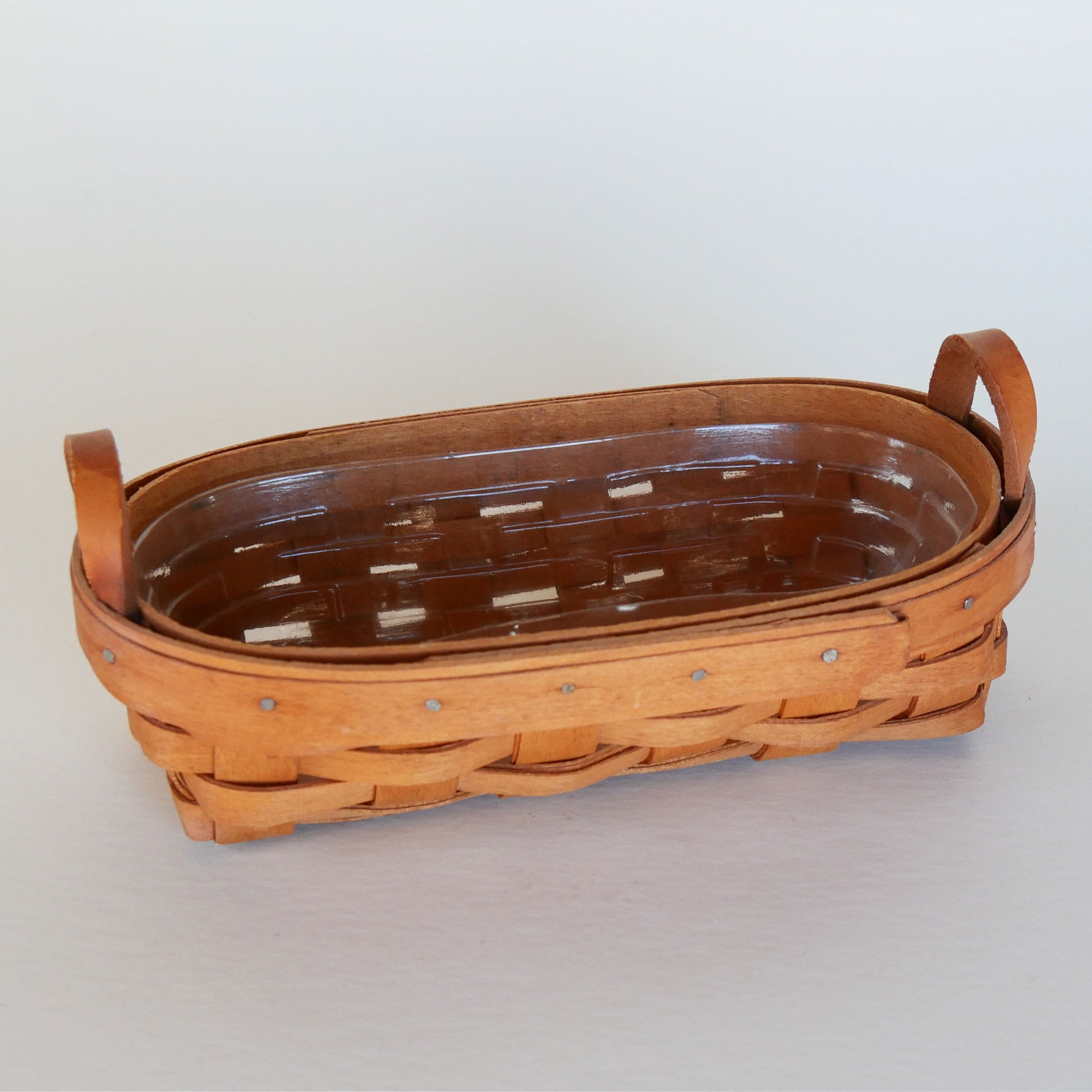 Longaberger Mini Oval Basket with Handles, Vintage Wicker Basket Tray, Vintage Wicker Longaberger, Vintage Longaberger Basket tray, Vintage Wicker, Vintage Home Decor
