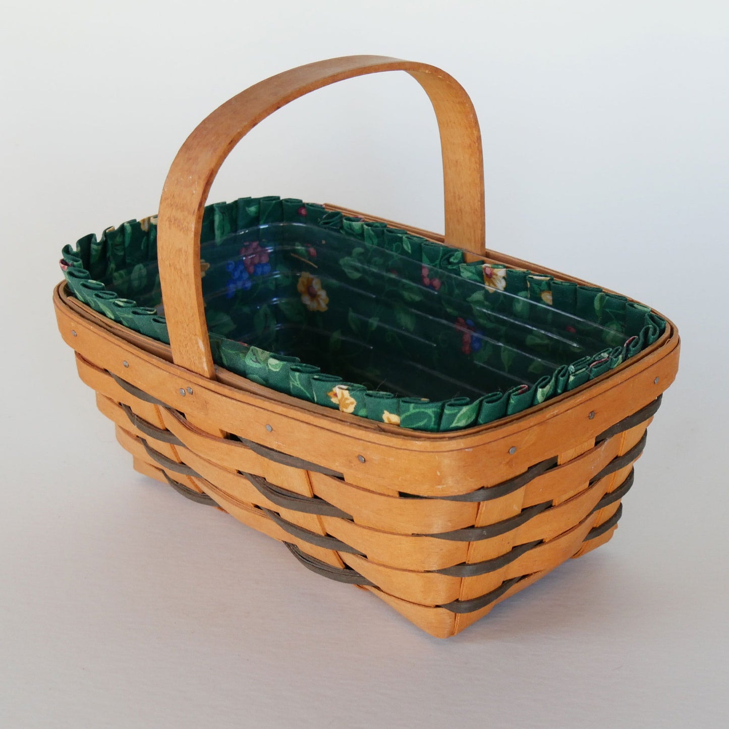 Longaberger Horizon of Hope American Cancer Society Basket, Green Floral Liner, Vintage Longaberger Basket, Vintage Longaberger Basket with Liner, Vintage Basket with Fabric Liner, Vintage Baskets, Vintage home Decor