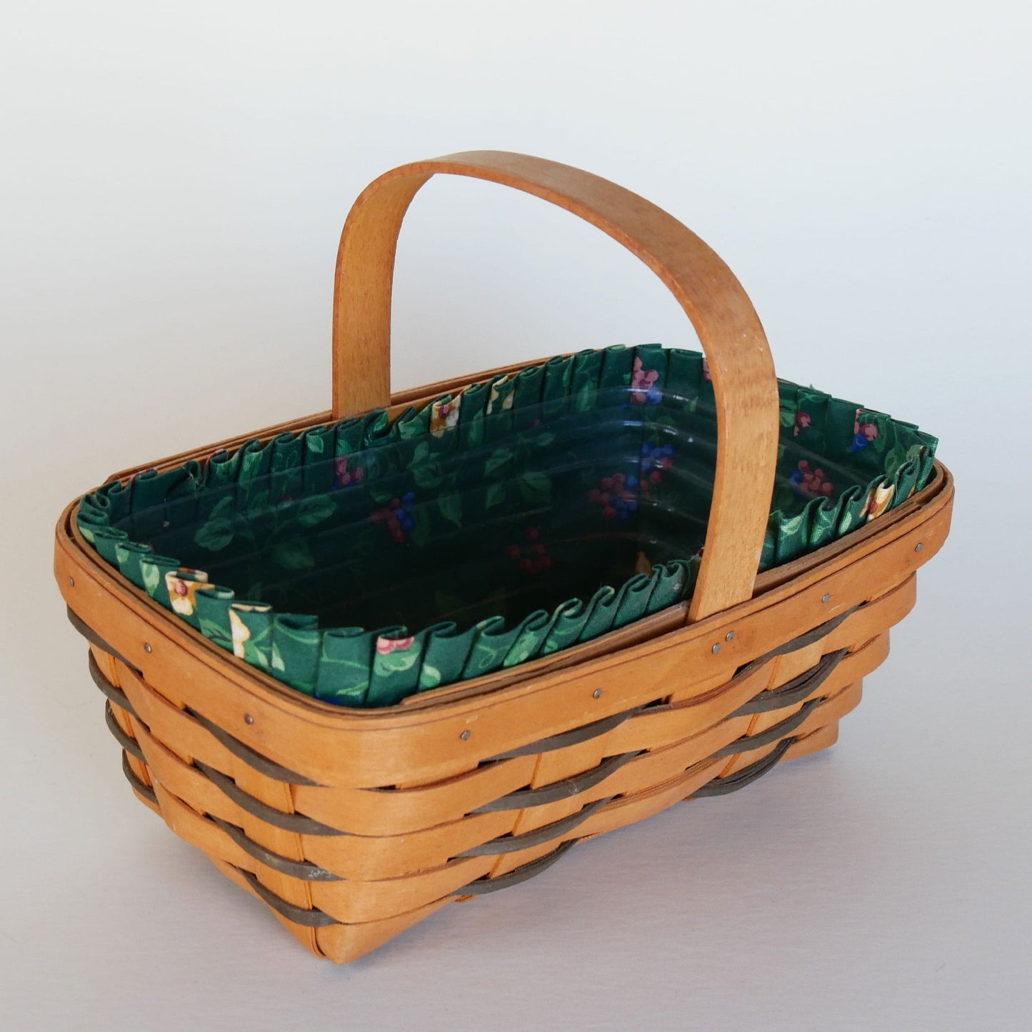 Longaberger Horizon of Hope American Cancer Society Basket, Green Floral Liner, Vintage Longaberger Basket, Vintage Longaberger Basket with Liner, Vintage Basket with Fabric Liner, Vintage Baskets, Vintage home Decor