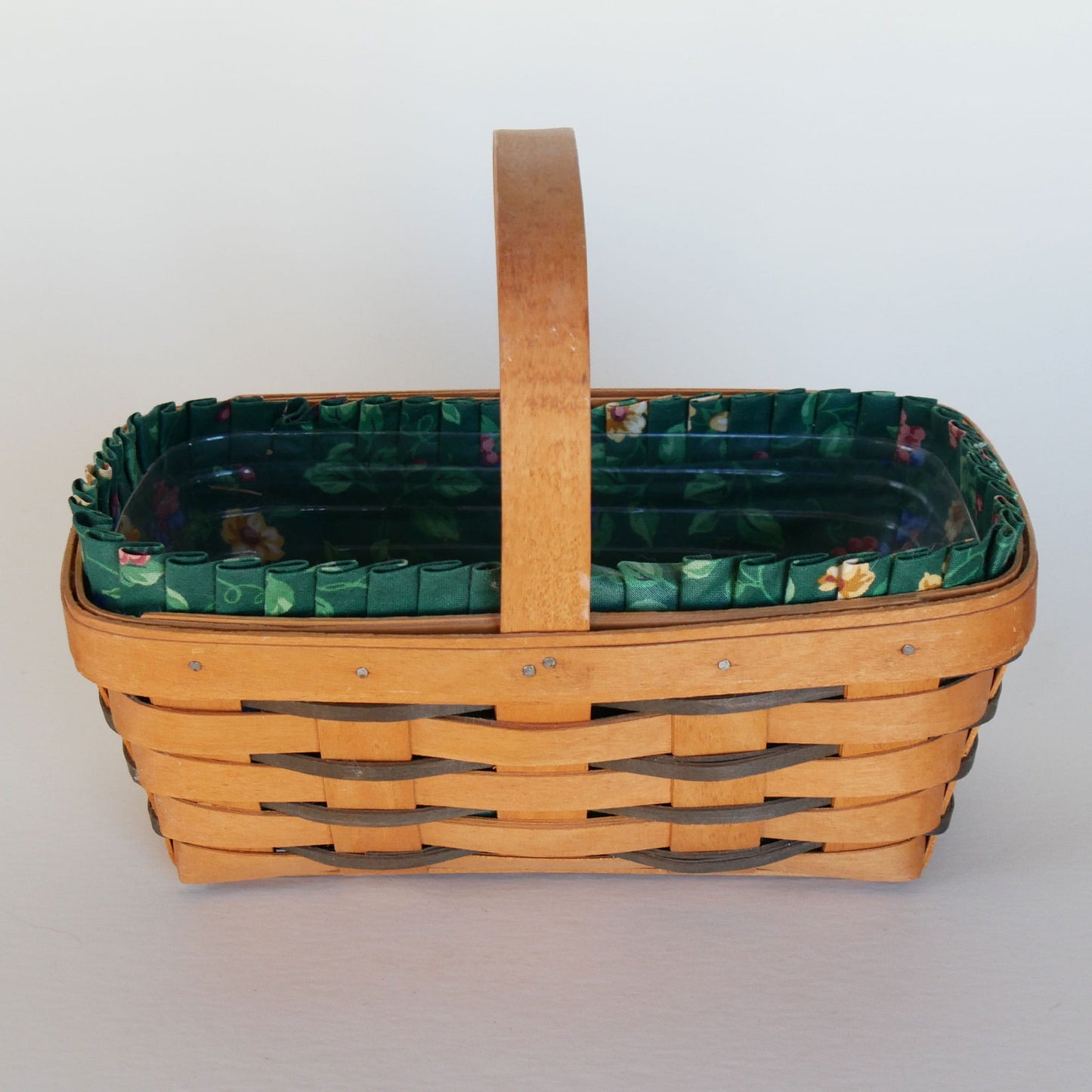 Longaberger Horizon of Hope American Cancer Society Basket, Green Floral Liner, Vintage Longaberger Basket, Vintage Longaberger Basket with Liner, Vintage Basket with Fabric Liner, Vintage Baskets, Vintage home Decor