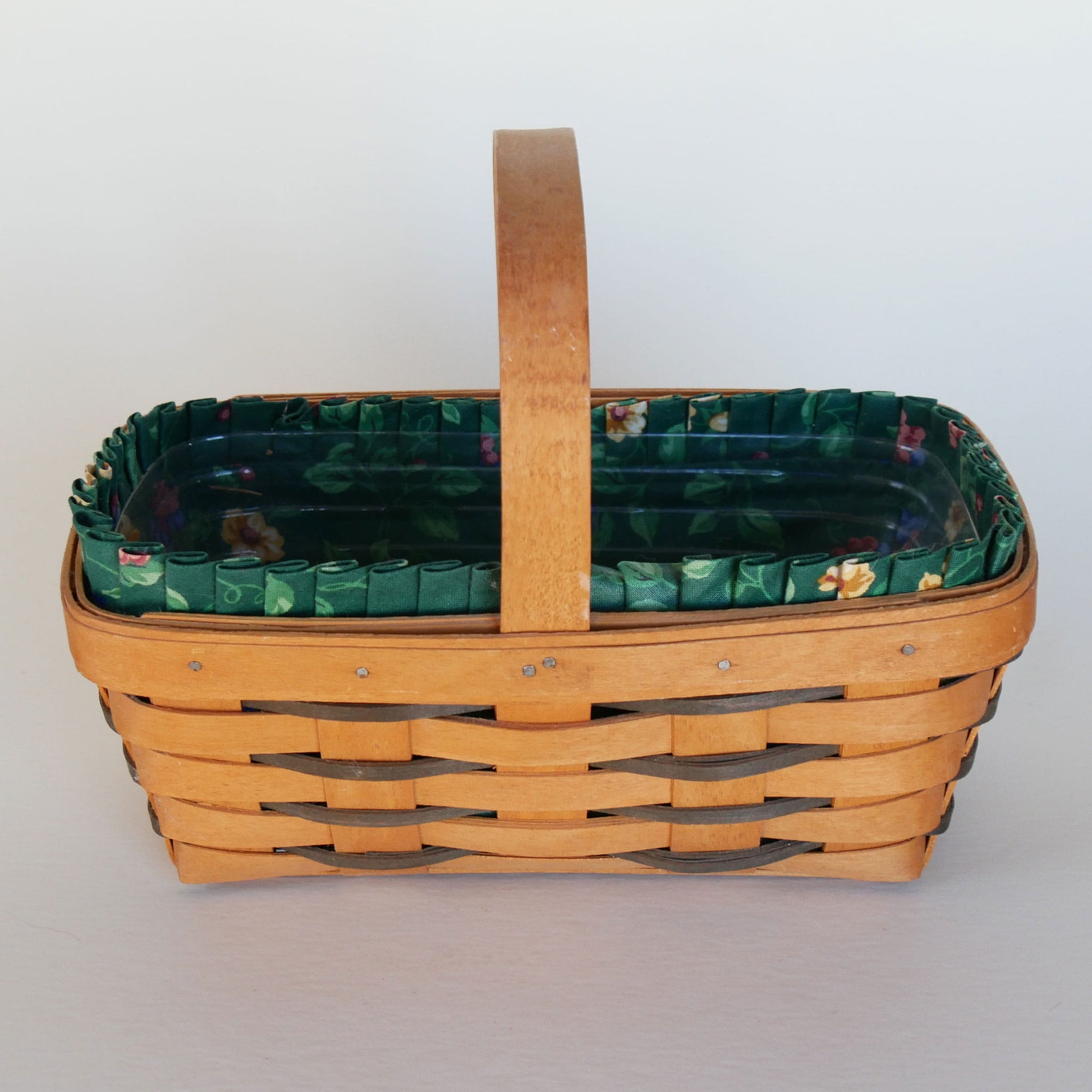 Longaberger Horizon of Hope American Cancer Society Basket, Green Floral Liner, Vintage Longaberger Basket, Vintage Longaberger Basket with Liner, Vintage Basket with Fabric Liner, Vintage Baskets, Vintage home Decor