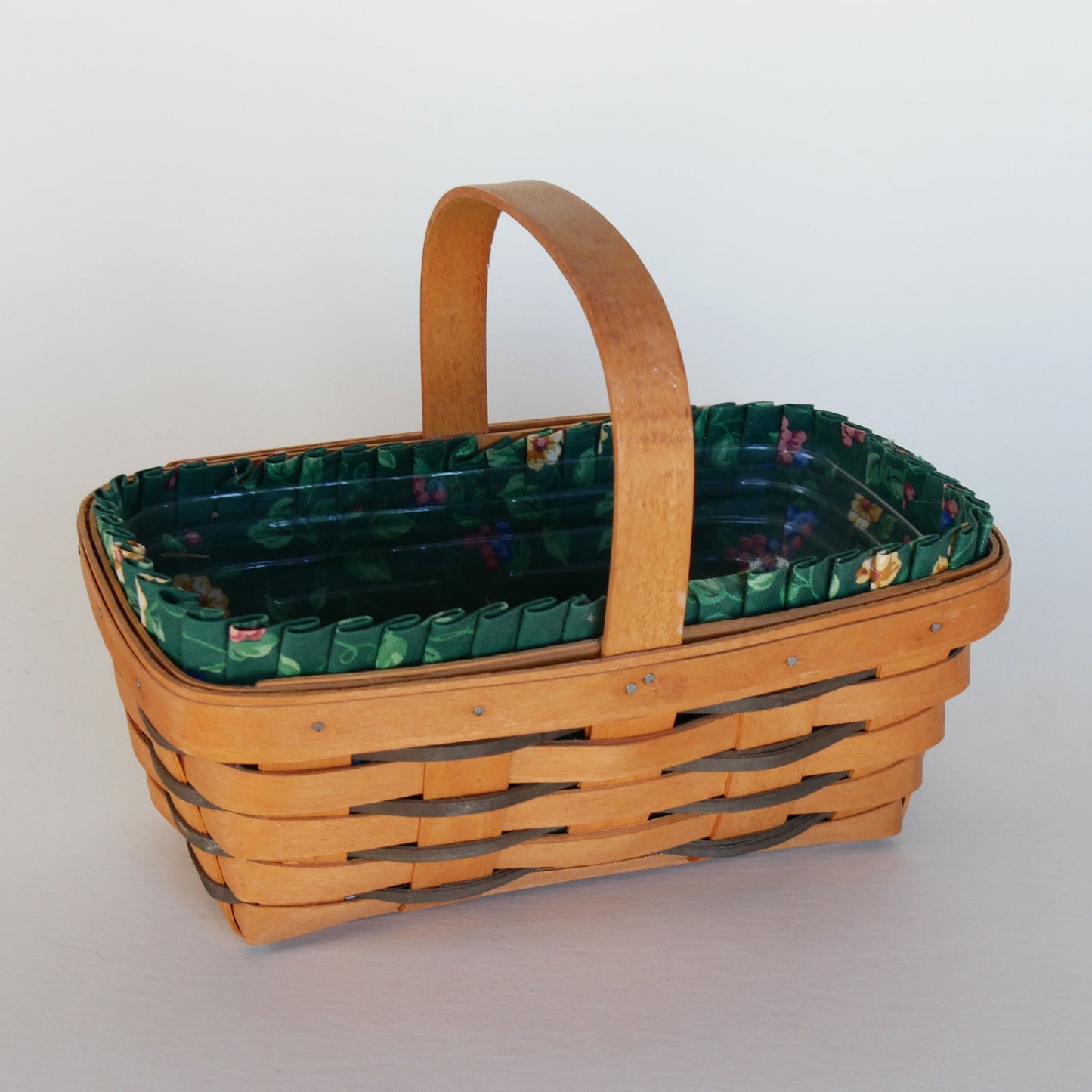Longaberger Horizon of Hope American Cancer Society Basket, Green Floral Liner, Vintage Longaberger Basket, Vintage Longaberger Basket with Liner, Vintage Basket with Fabric Liner, Vintage Baskets, Vintage home Decor