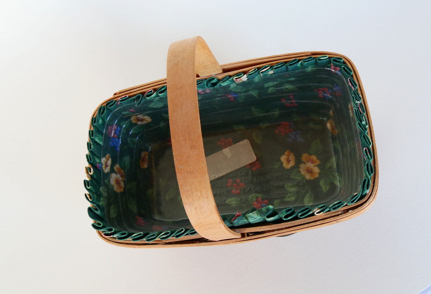 Longaberger Horizon of Hope American Cancer Society Basket, Green Floral Liner, Vintage Longaberger Basket, Vintage Longaberger Basket with Liner, Vintage Basket with Fabric Liner, Vintage Baskets, Vintage home Decor