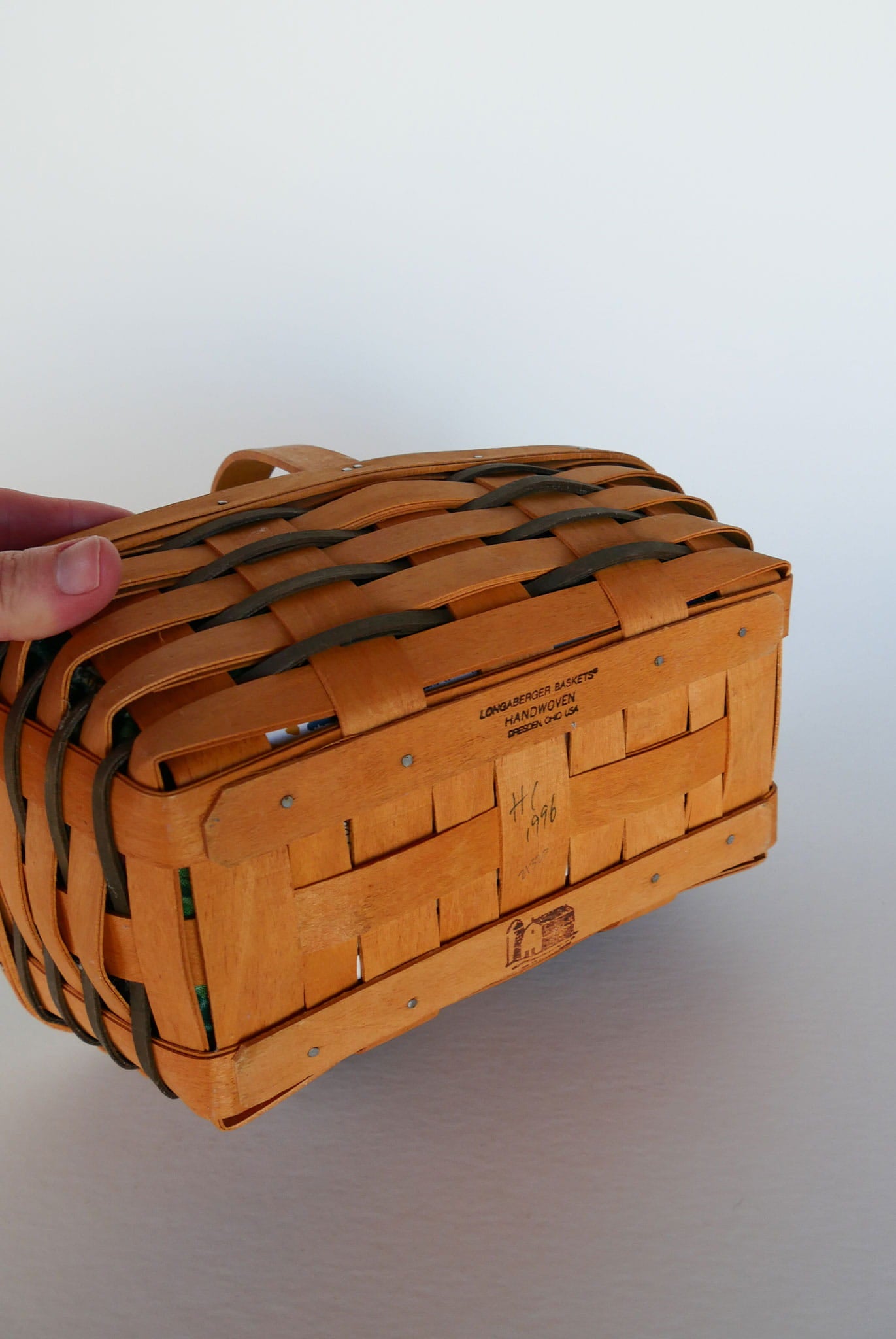 Longaberger Horizon of Hope American Cancer Society Basket, Green Floral Liner, Vintage Longaberger Basket, Vintage Longaberger Basket with Liner, Vintage Basket with Fabric Liner, Vintage Baskets, Vintage home Decor