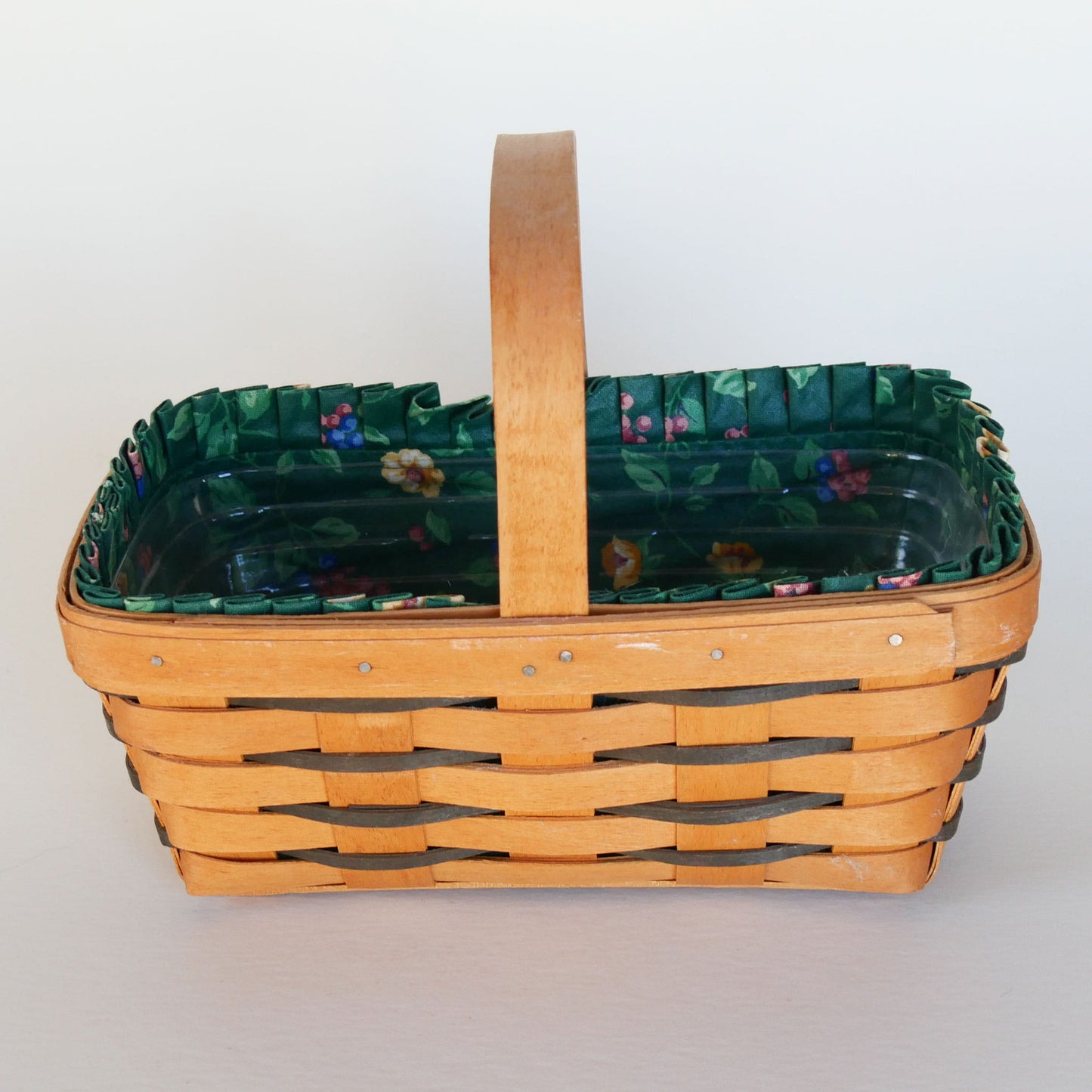 Longaberger Horizon of Hope American Cancer Society Basket, Green Floral Liner, Vintage Longaberger Basket, Vintage Longaberger Basket with Liner, Vintage Basket with Fabric Liner, Vintage Baskets, Vintage home Decor