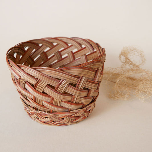 Small Round Two-Tone Wicker Basket