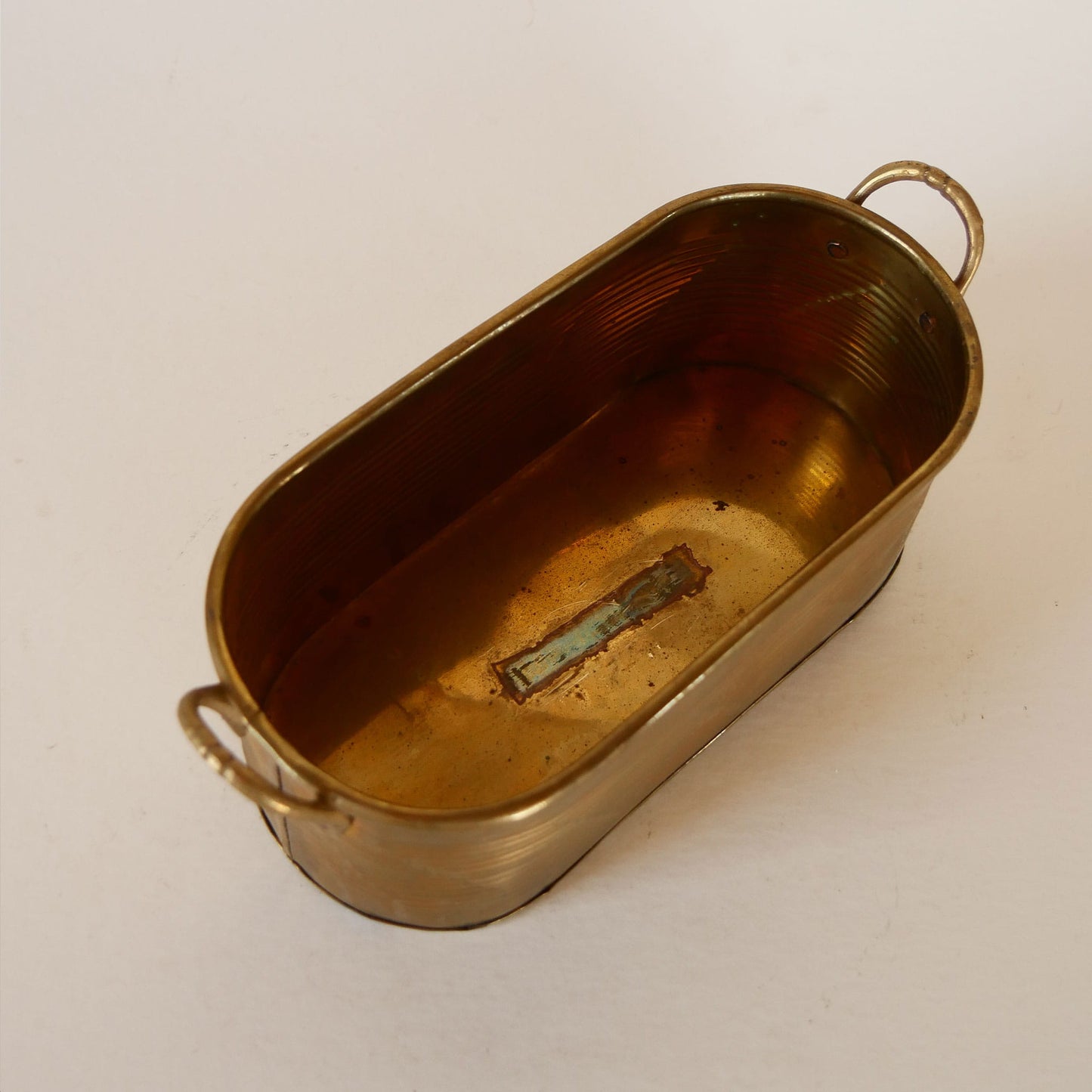 Small Vintage Brass Oval Planter, Mini Brass Planter, Vintage Brass Planter, Vintage Oval Brass Handle Planter, VIntage Brass