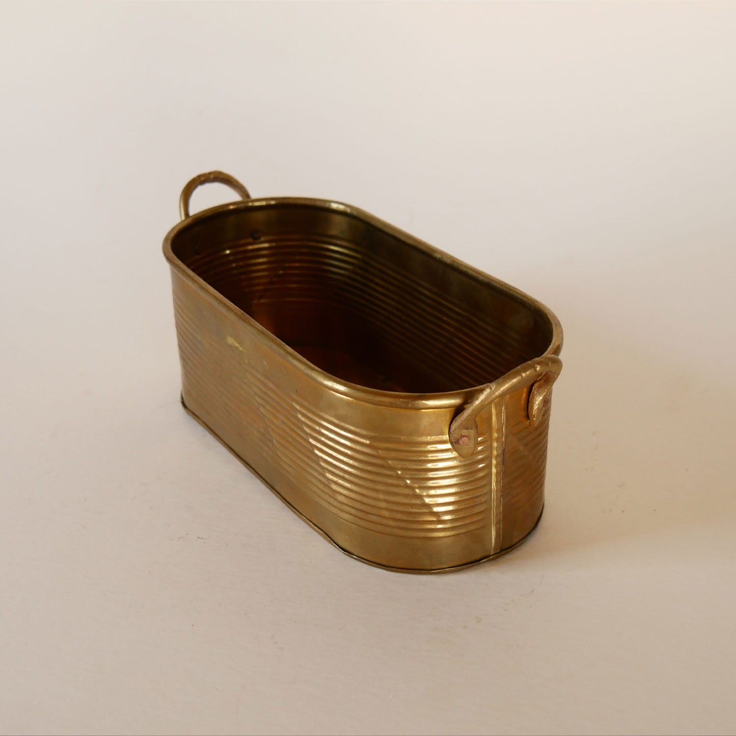 Small Vintage Brass Oval Planter, Mini Brass Planter, Vintage Brass Planter, Vintage Oval Brass Handle Planter, VIntage Brass