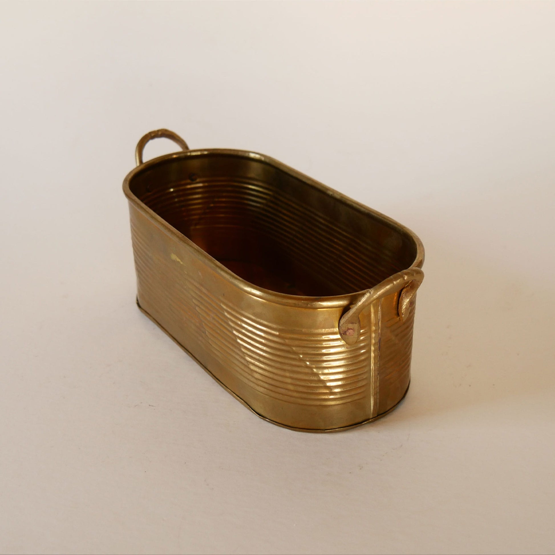 Small Vintage Brass Oval Planter, Mini Brass Planter, Vintage Brass Planter, Vintage Oval Brass Handle Planter, VIntage Brass