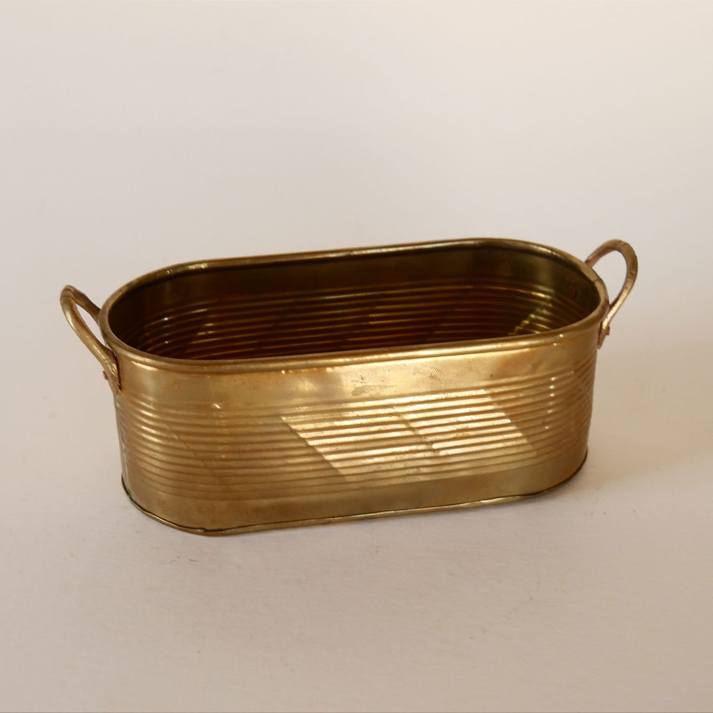 Small Vintage Brass Oval Planter, Mini Brass Planter, Vintage Brass Planter, Vintage Oval Brass Handle Planter, VIntage Brass