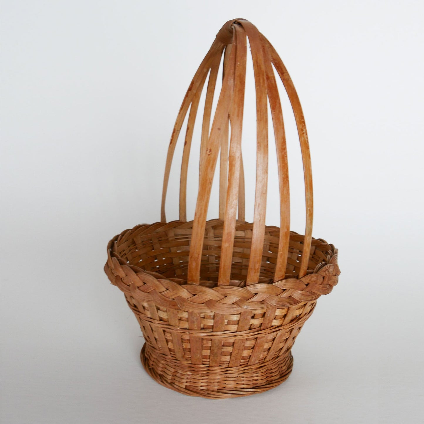 Small Vintage Braided Wicker Handled Basket, Vintage Braided Basket, Vintage Basket Decor, Vintage Home Decor